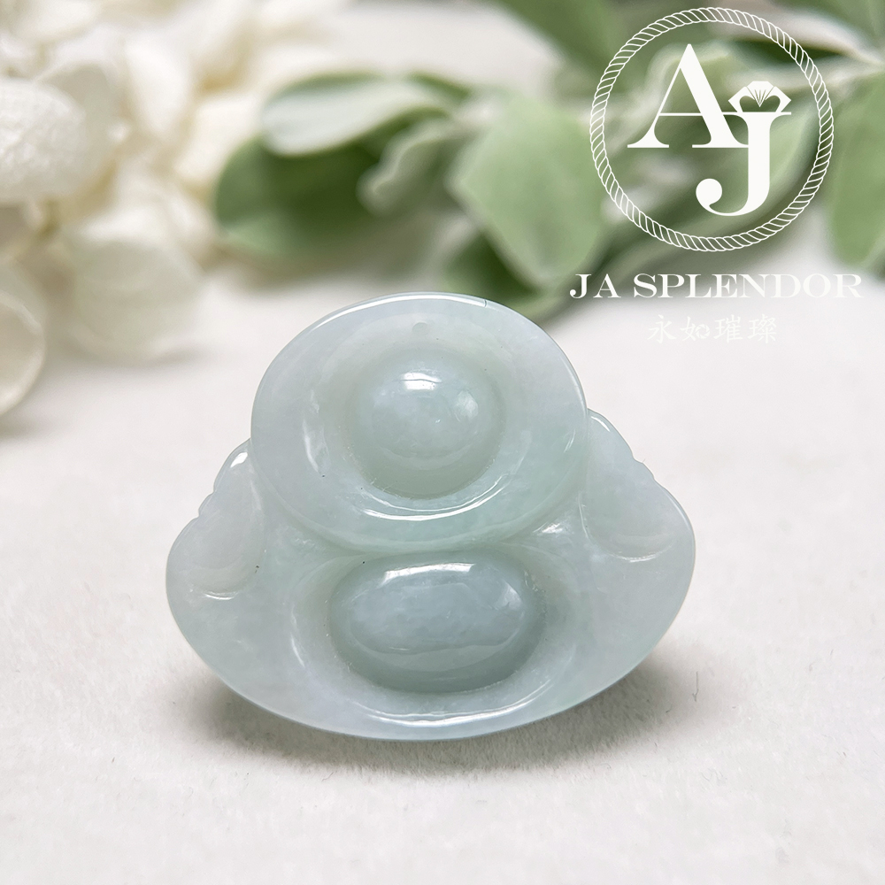 JN-1031 天然翡翠A玉 晴綠大肚笑佛吊墜
