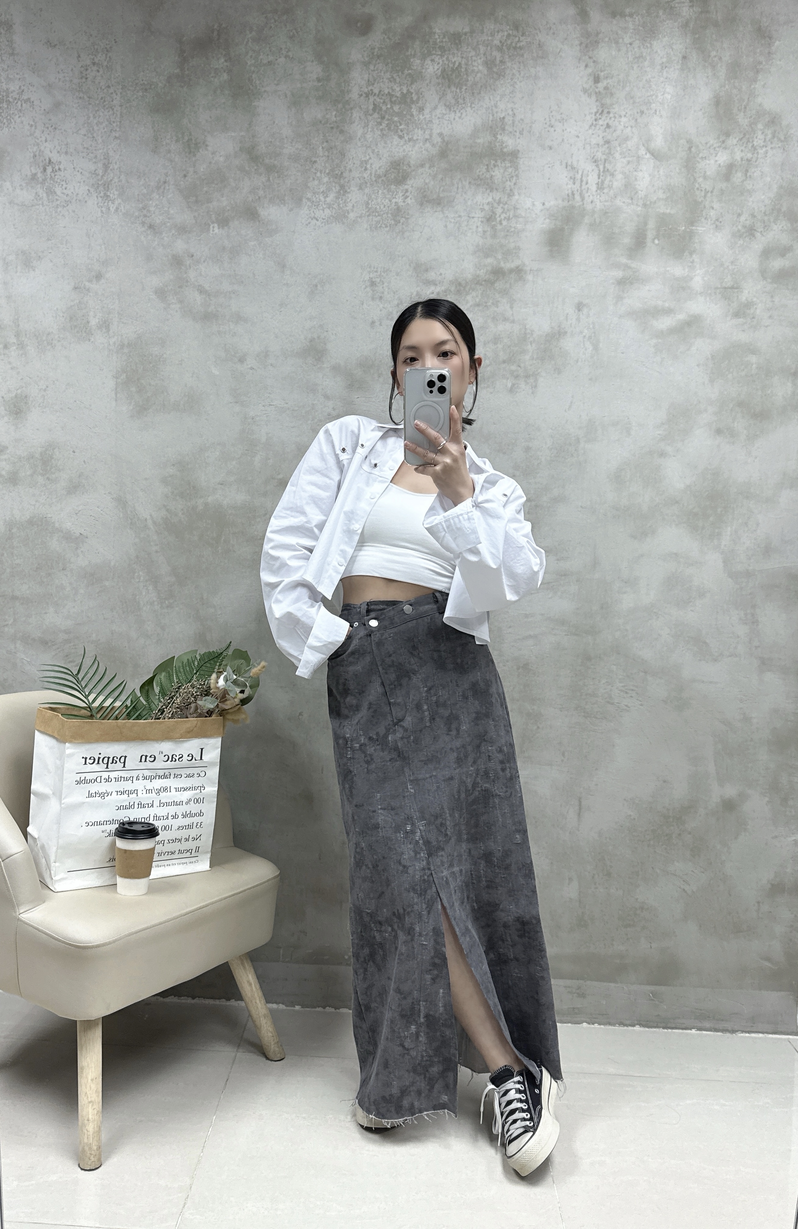 不規則腰札染半裙