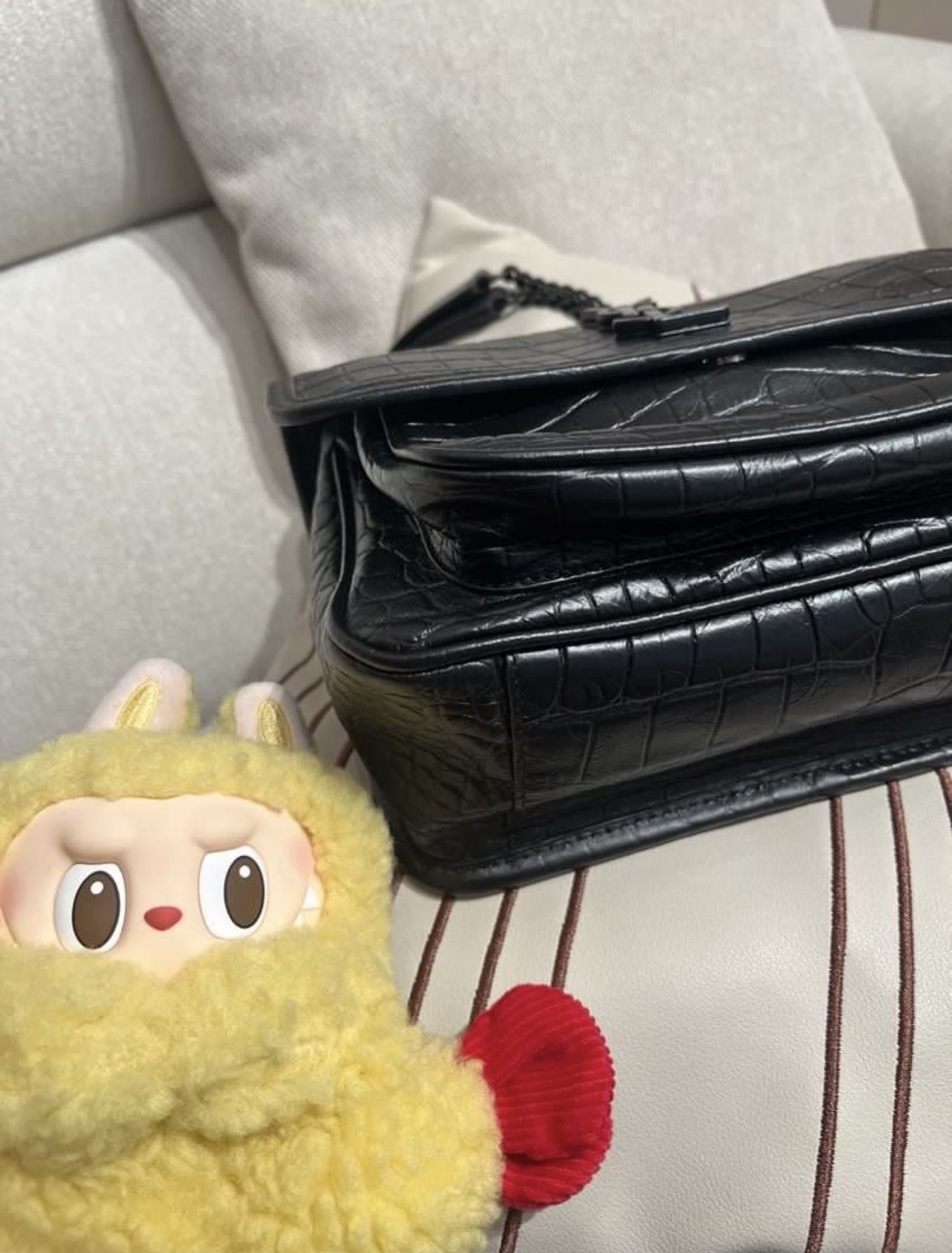 YSL Niki 黑色鱷魚壓紋 100%Authentic, 98%New ✅Dust bag