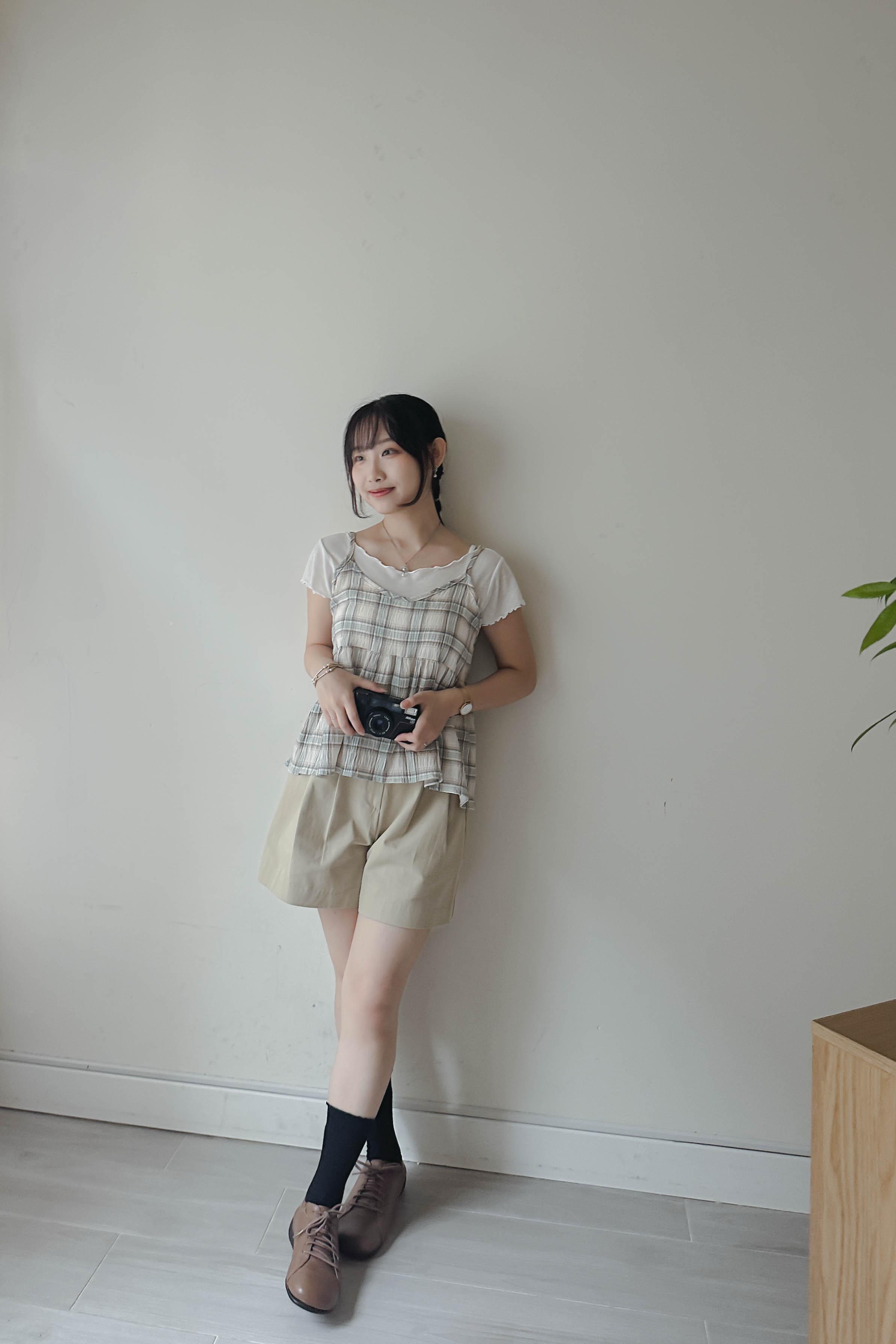 冰淇淋格紋吊帶背心 (兩色)