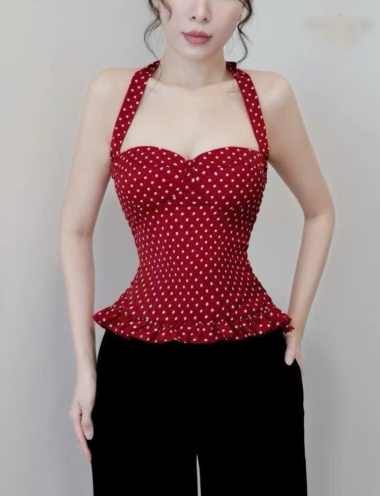 波點荷葉背心