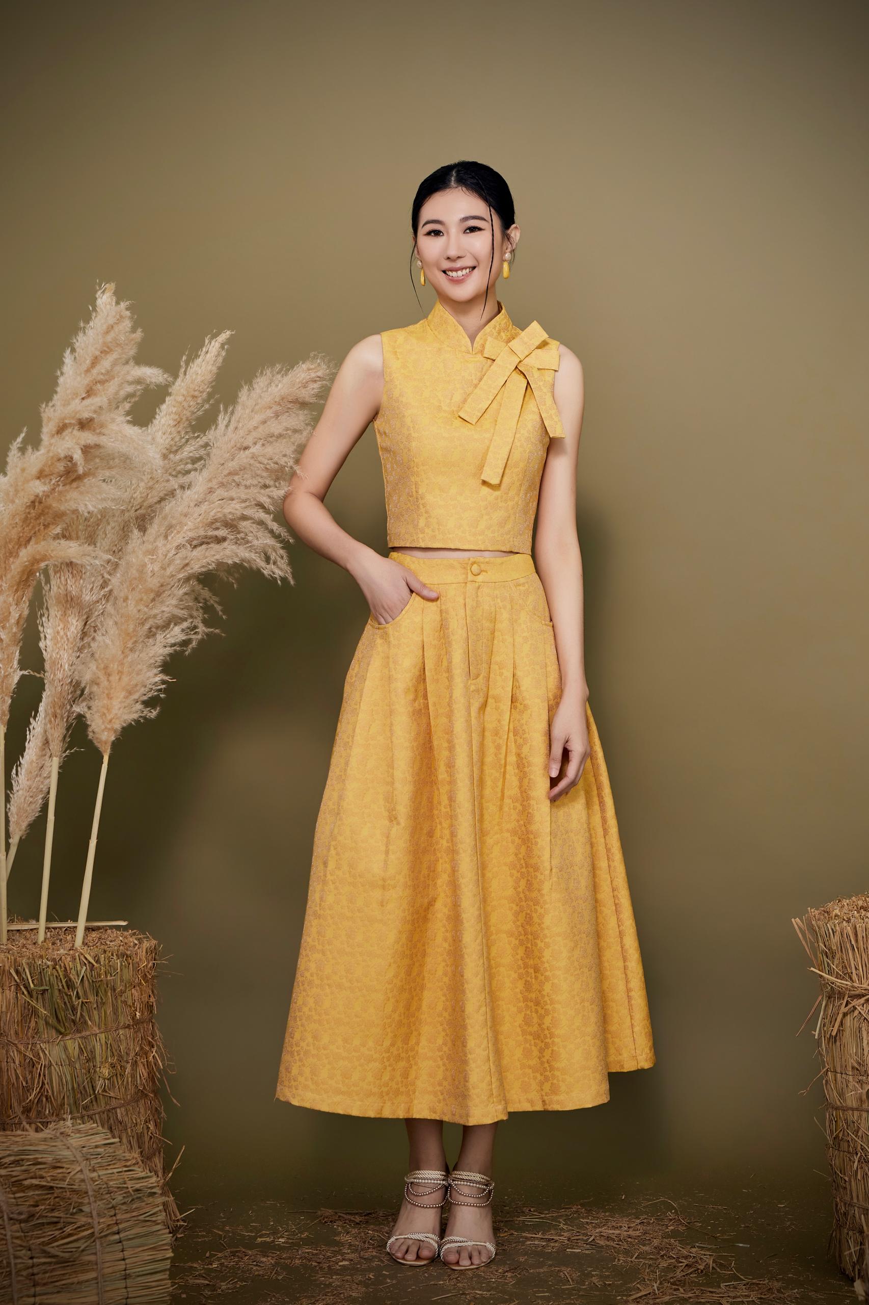 CS1441 EN TONG FRONT POCKET FLARE SKIRT