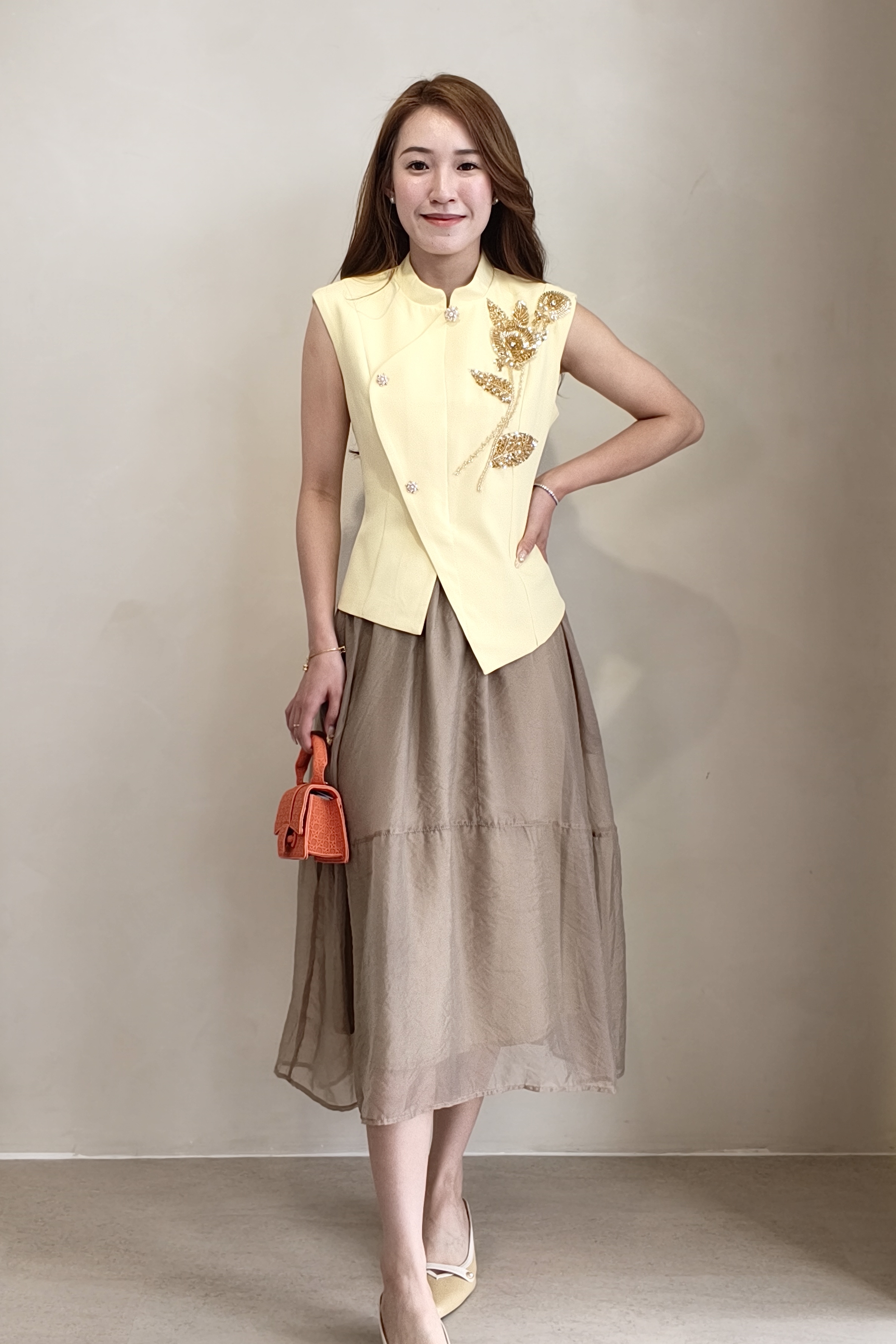 982 Tiered Flare Midi Skirt