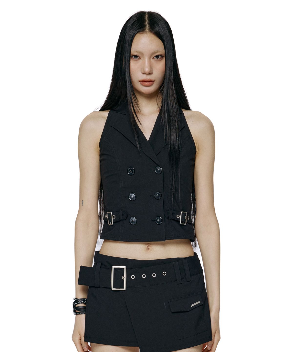 🇰🇷訂購｜ROCKCAKE 26SS｜Double Button Halter Vest 2色 