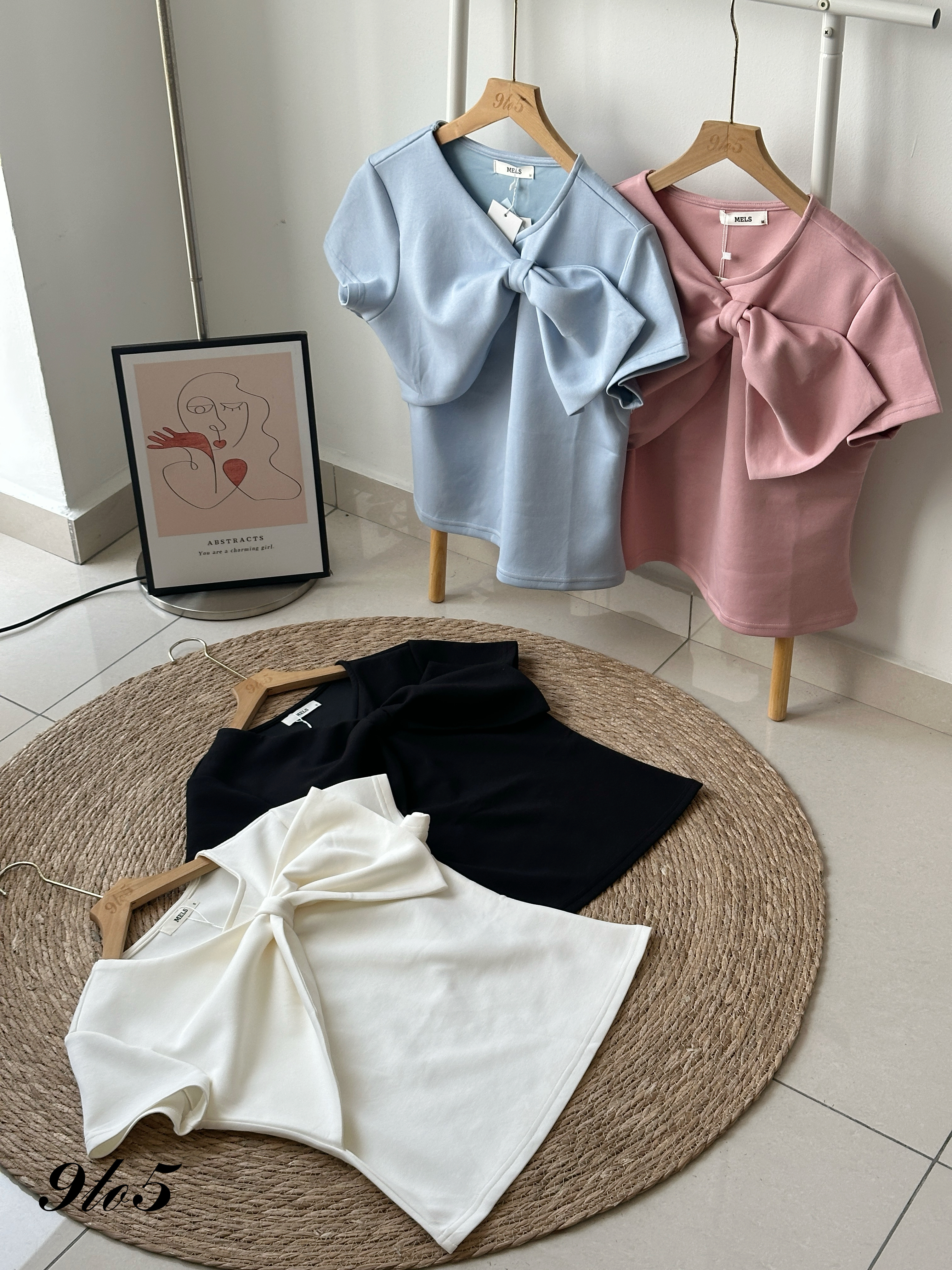 T4223 Short Sleeve Bow-knot Top - 4 Colors 