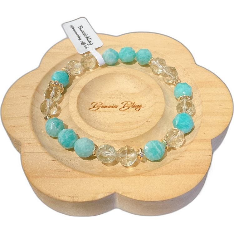 【碧海森息 •希望之流】天河石與綠水晶手串