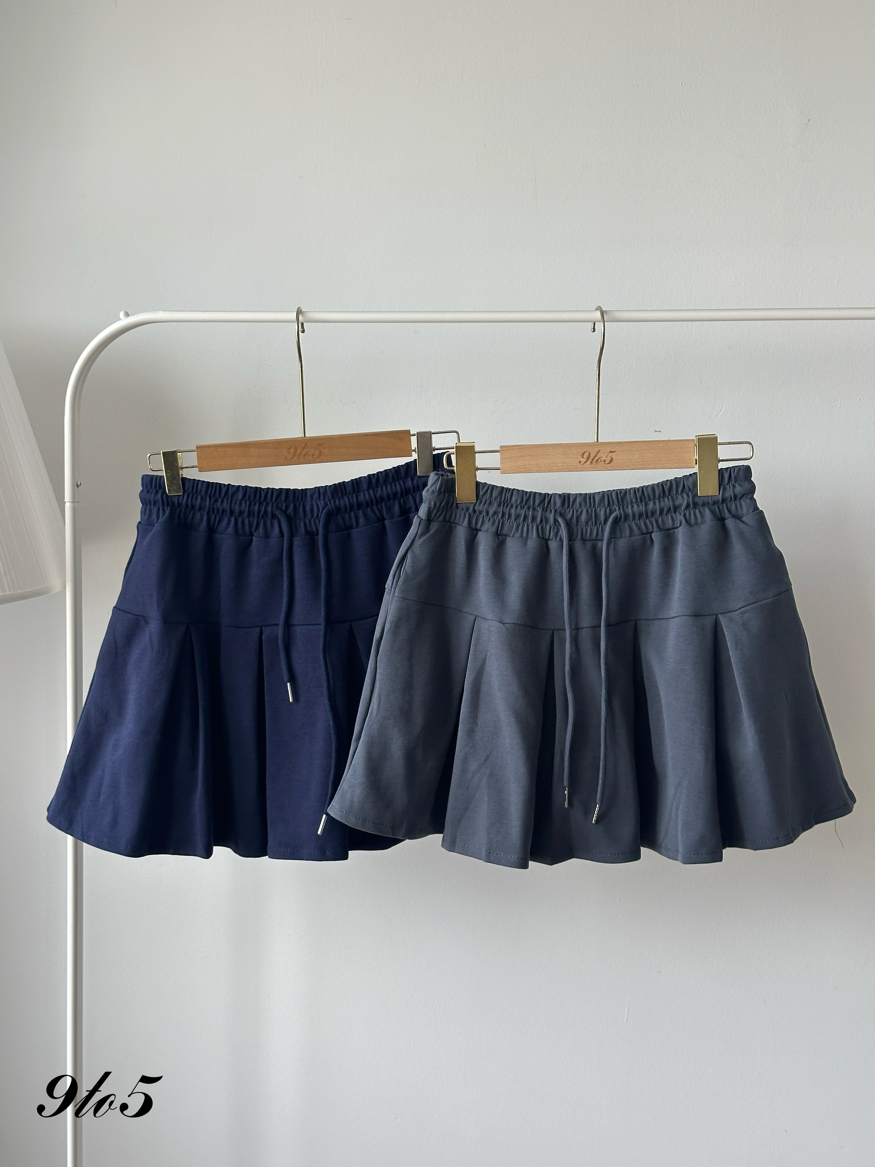 S1918 Drawstring Pleated Mini Skirt - 4 Colors 