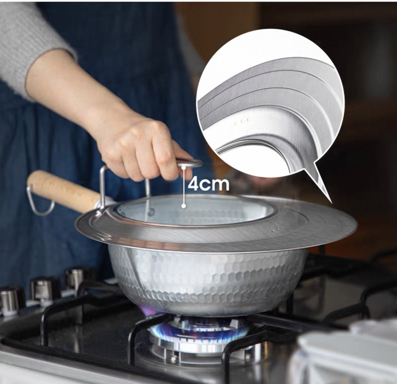 日本霜山不鏽鋼直立式兼用鍋蓋