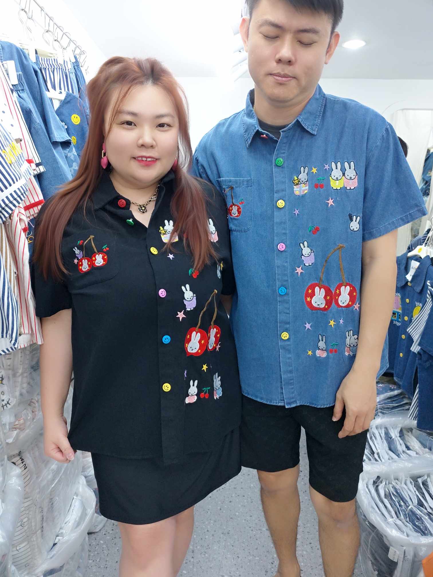 ENE14 FIFFY 兔子刺绣牛仔上衣