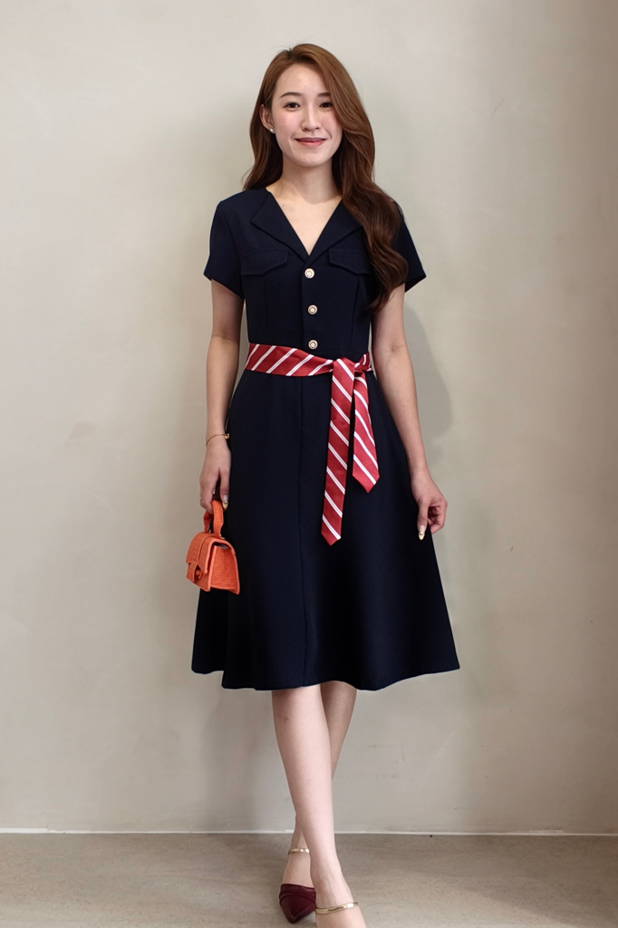 31198 Aurora Grace Belted Midi Dress