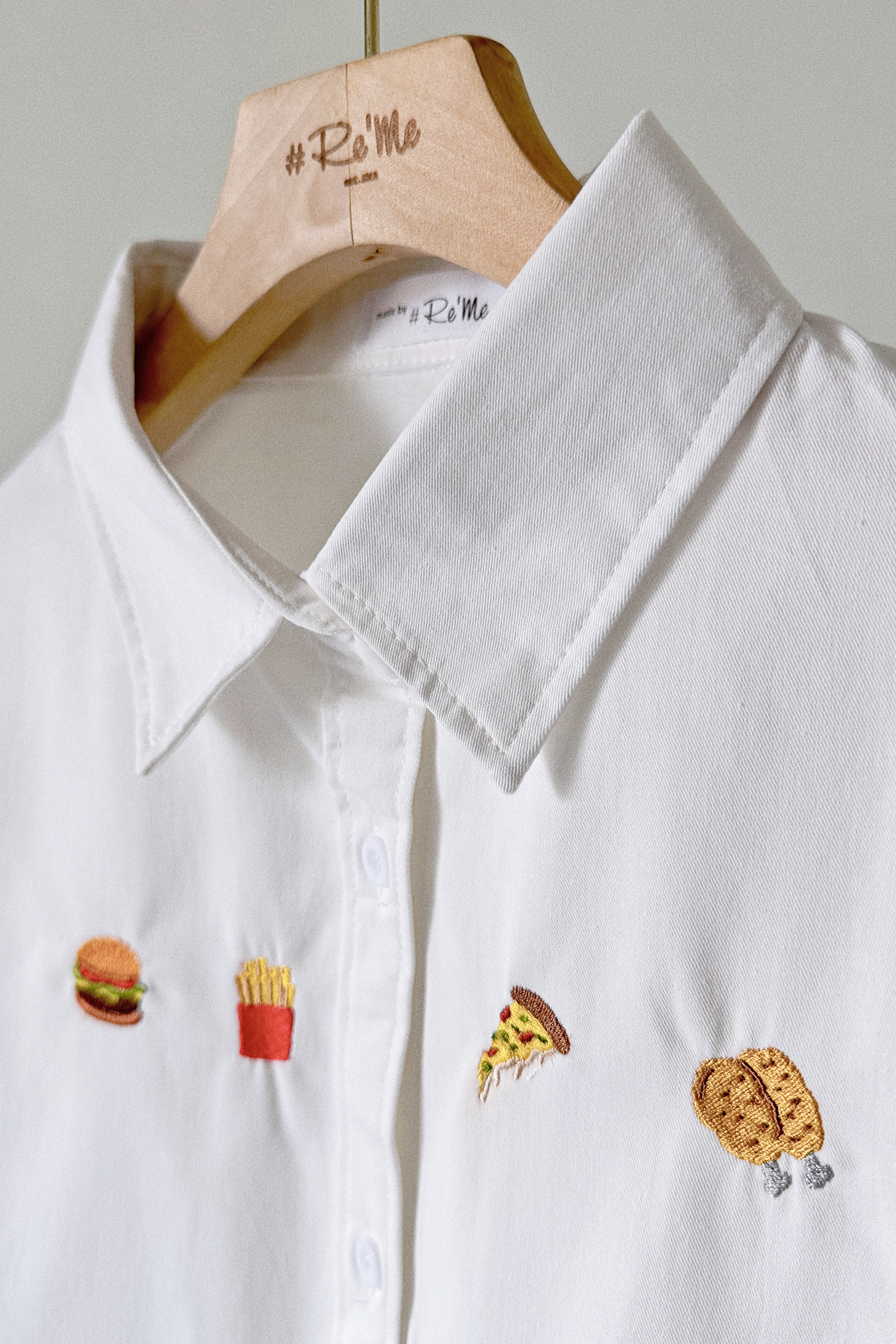 【小小满足🍔】设计款刺绣白衬衫 -（ 下单后2-3制作日）