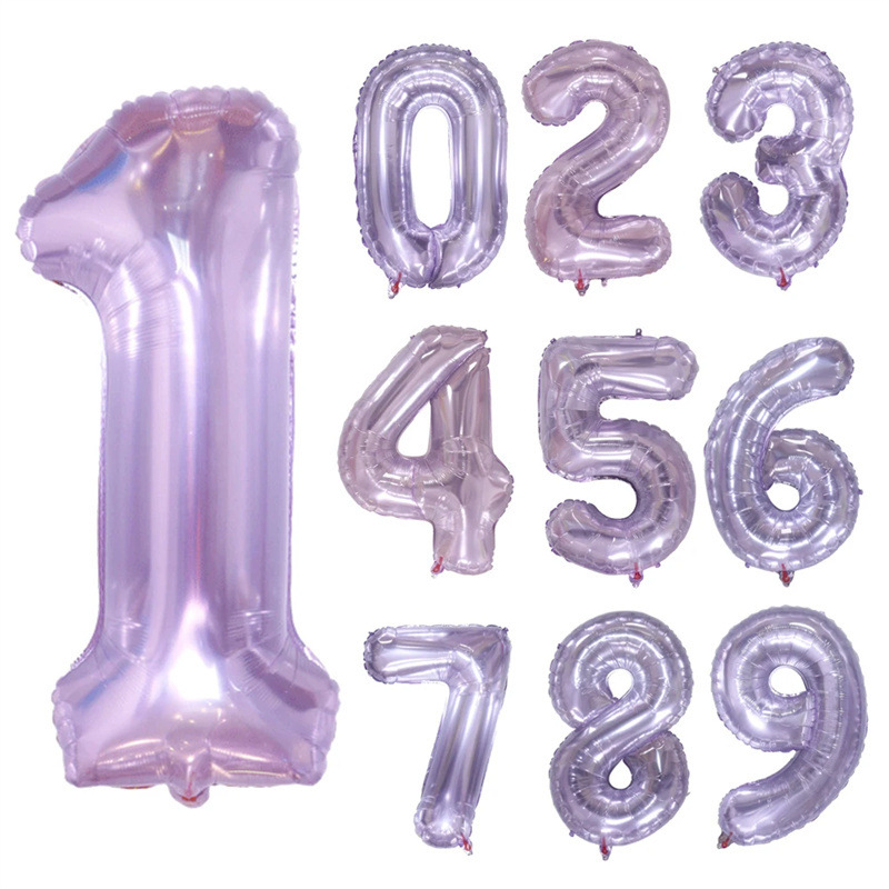 【0至9】果凍紫32吋數字鋁膜金屬氣球｜0–9生日年齡周年派對佈置｜香港現貨