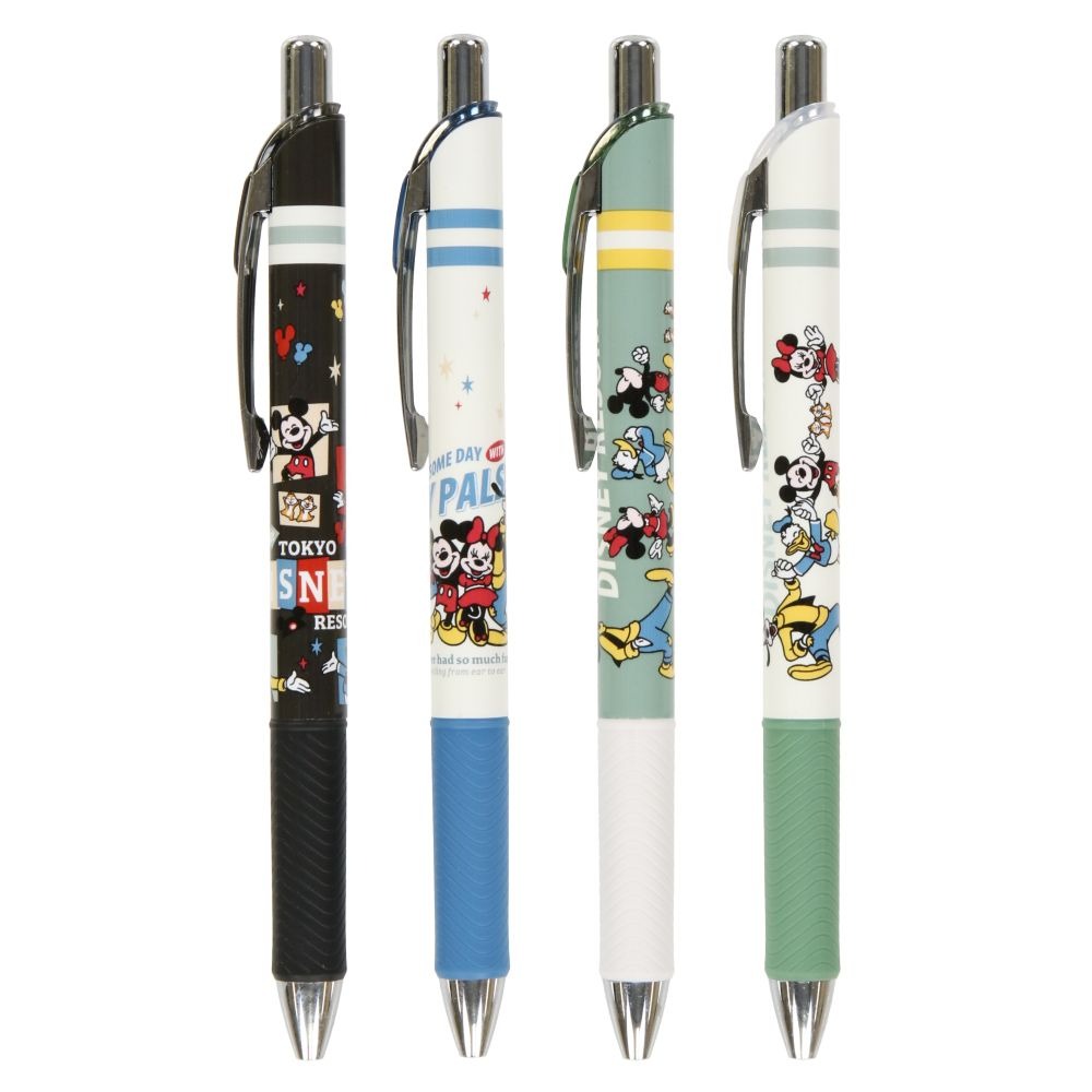 現貨｜【日本 Disney Store 限定】一套四枝 Mickey & Friends 米奇與朋友 日本製 Pentel EnerGel 0.5mm  黑色 啫喱筆 (073784)