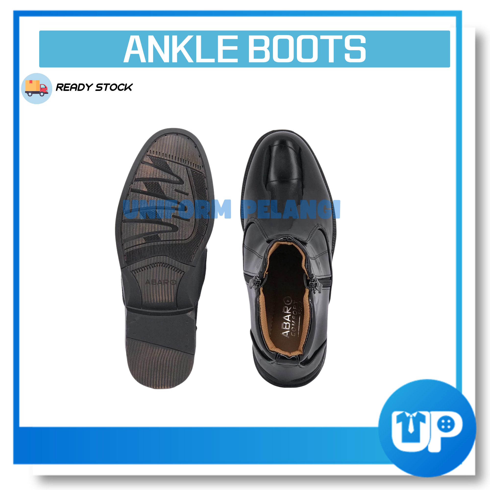 ABARO Kasut Kilat Kulit Ankle Boots Formal Shoes/Kasut Potong Polis/SWAT Boots Faux Leather