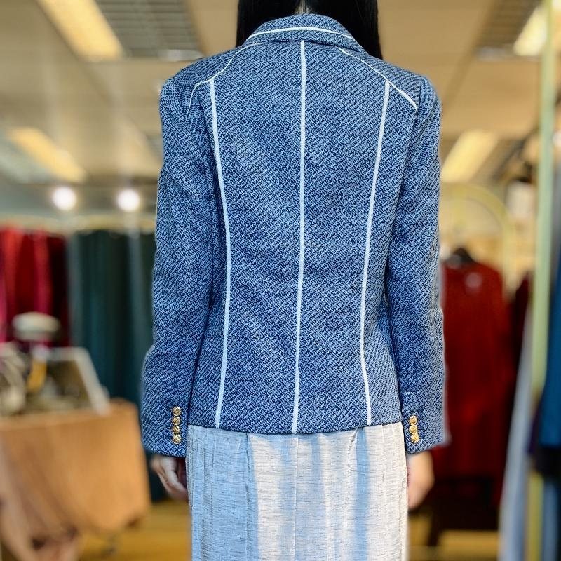 Vintage Japanese Cotton x Linen Blue Blazer Jacket (PP001-35)