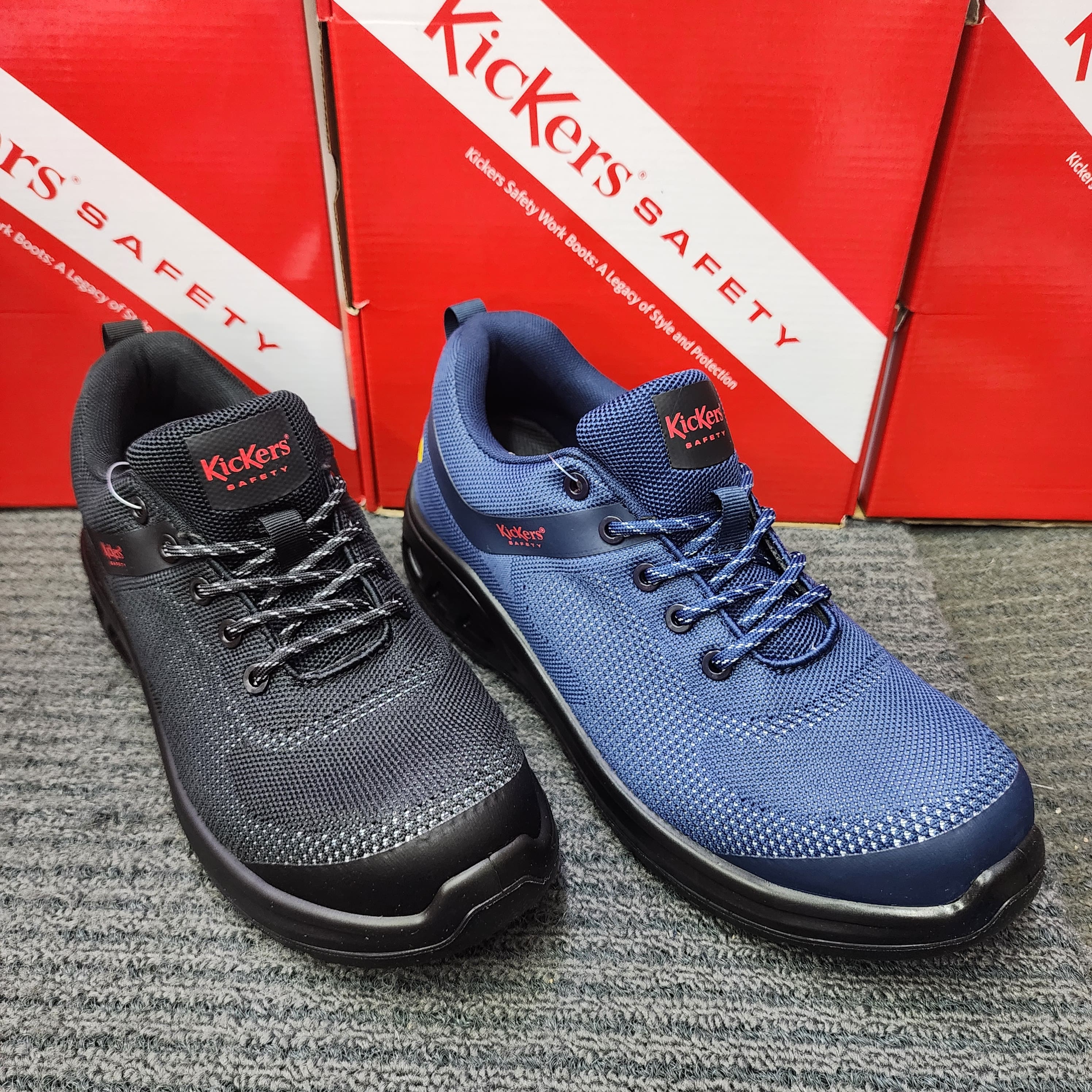 KicKers 2528 Safety Ankle Cut Lace ESD Black Blue Safety Shoes Kasut Keselamatan