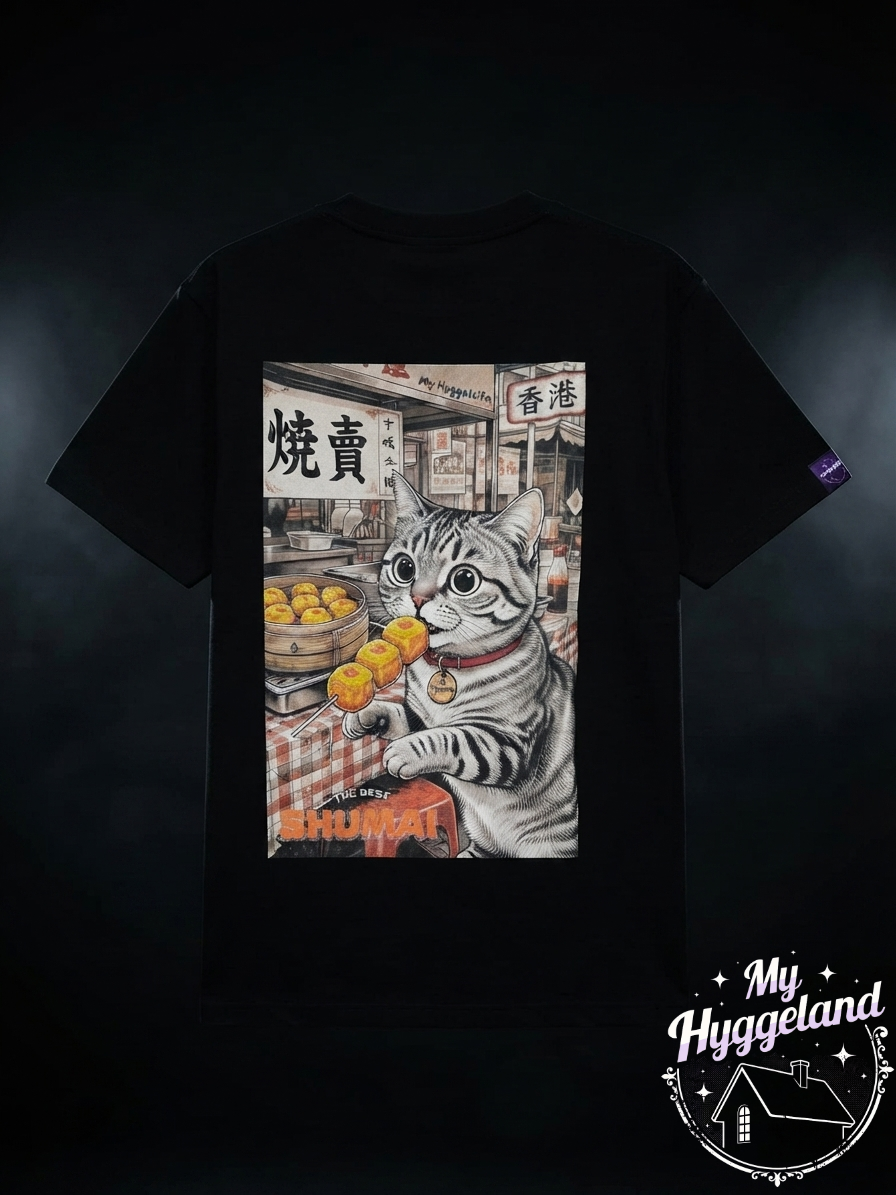 My Hyggeland「燒賣貓咪」 — 300g 重磅純棉落肩短袖 T 恤（男女同款）