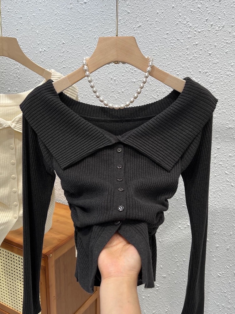 羅紋針織開襟衫  * 翻領針織衫