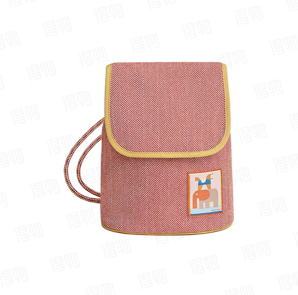 全新HERMES愛馬仕25動物部落羊毛背囊 瓦紅色