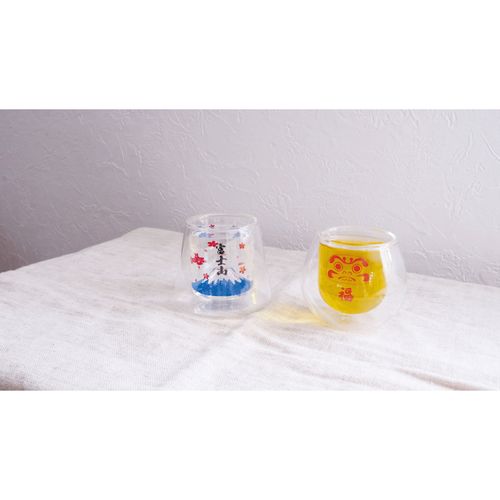 🆕【⭐訂購⭐】🇯🇵日本直送 🌀富士山🗻/達摩造型 雙層隔熱玻璃杯［2款選］ 🌀 [ELCD-0161][260402]