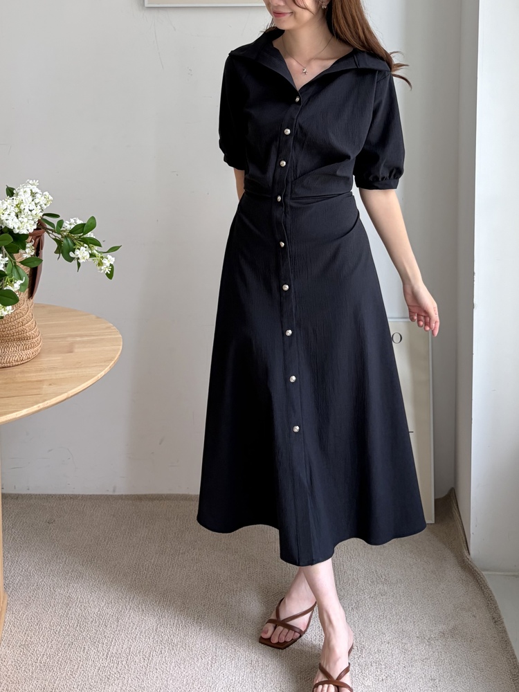 Lena Contoured Waist Dress (Navy)