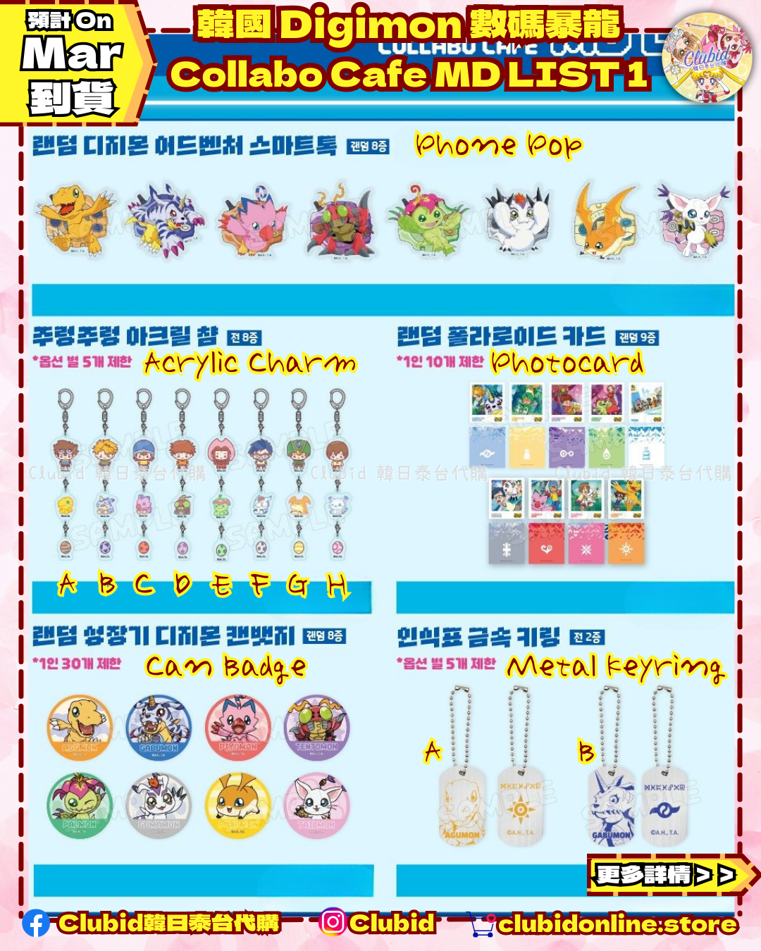 《Pre-Order》MD List 1｜ 韓國 數碼暴龍 Digimon Collabo Cafe 