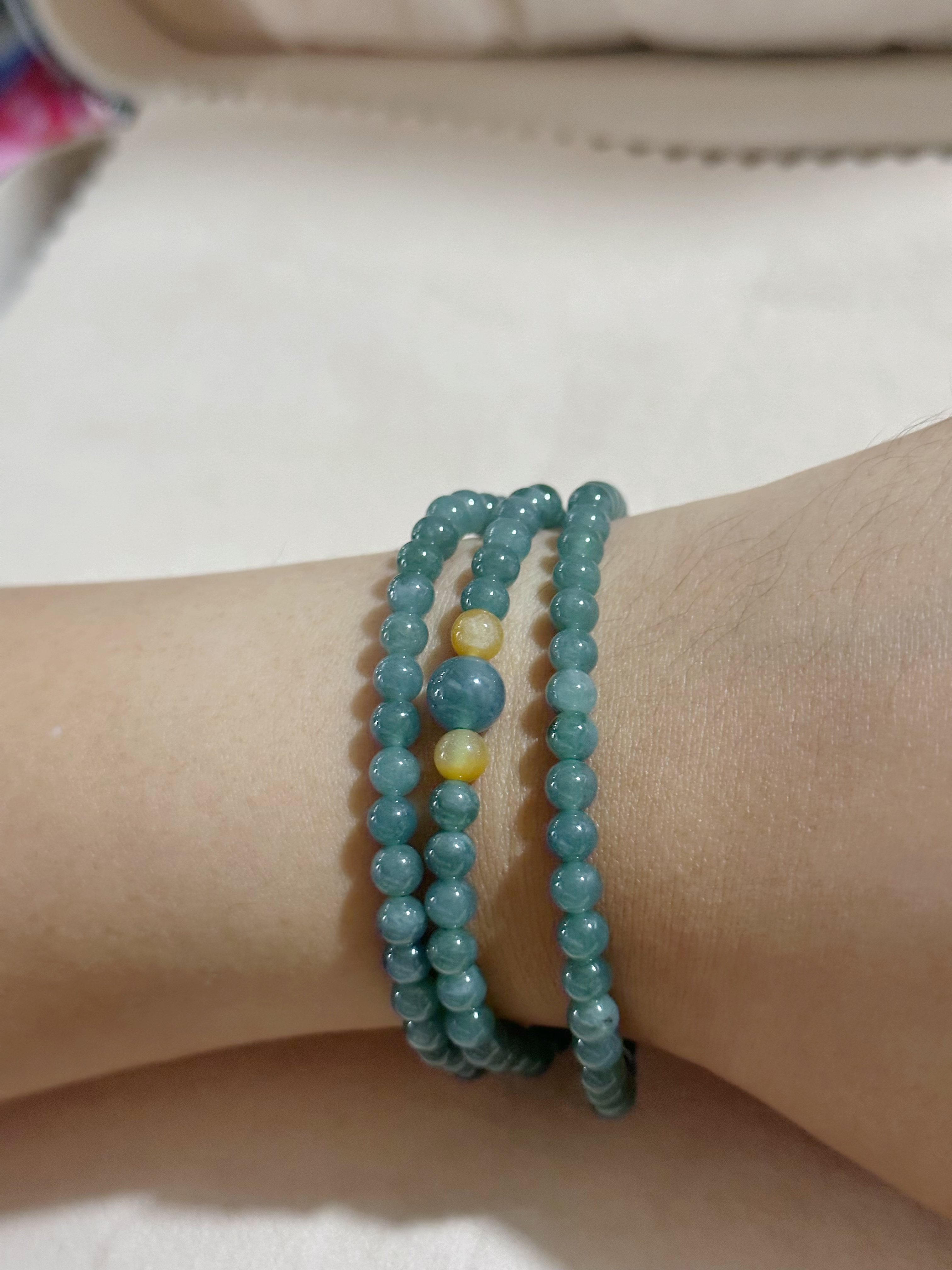 4mm藍水三圈手串