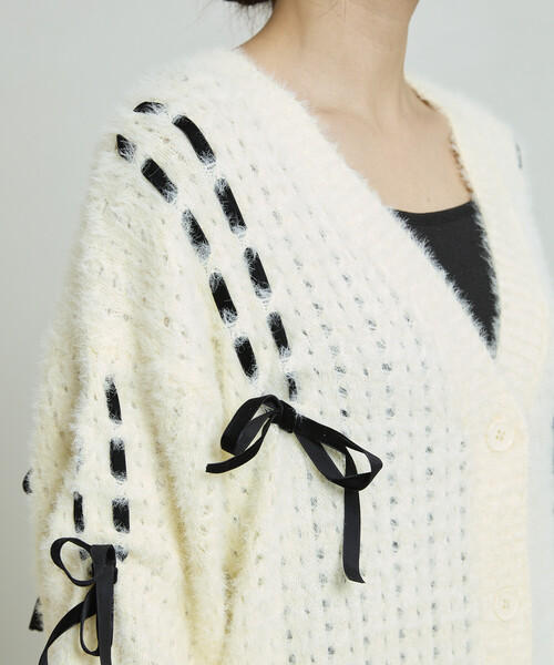 蝴蝶結綁帶針織外套