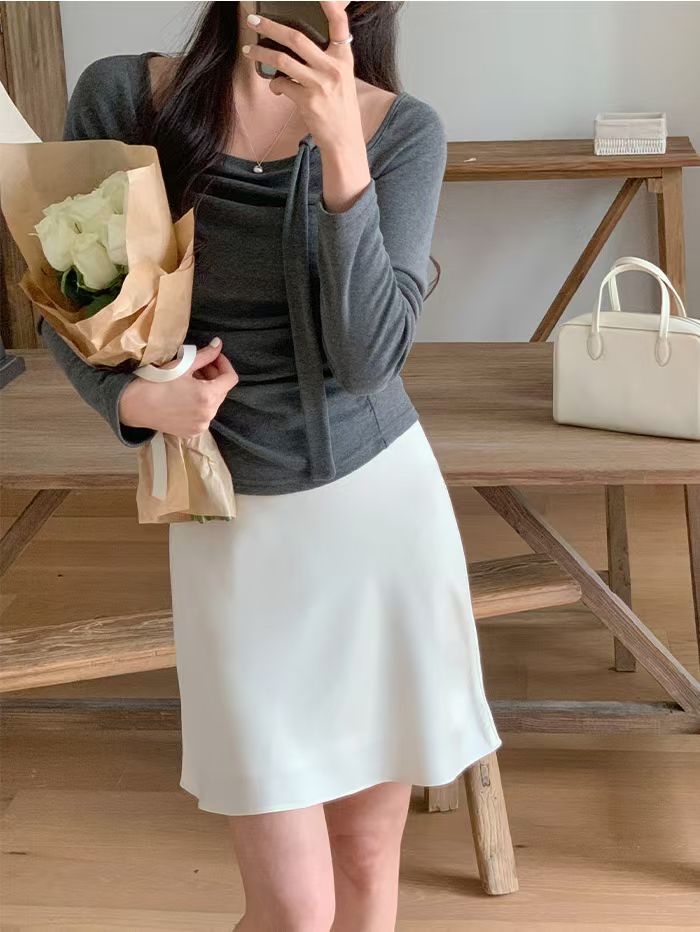 ♥︎ Serene Satin Midi Skirt
