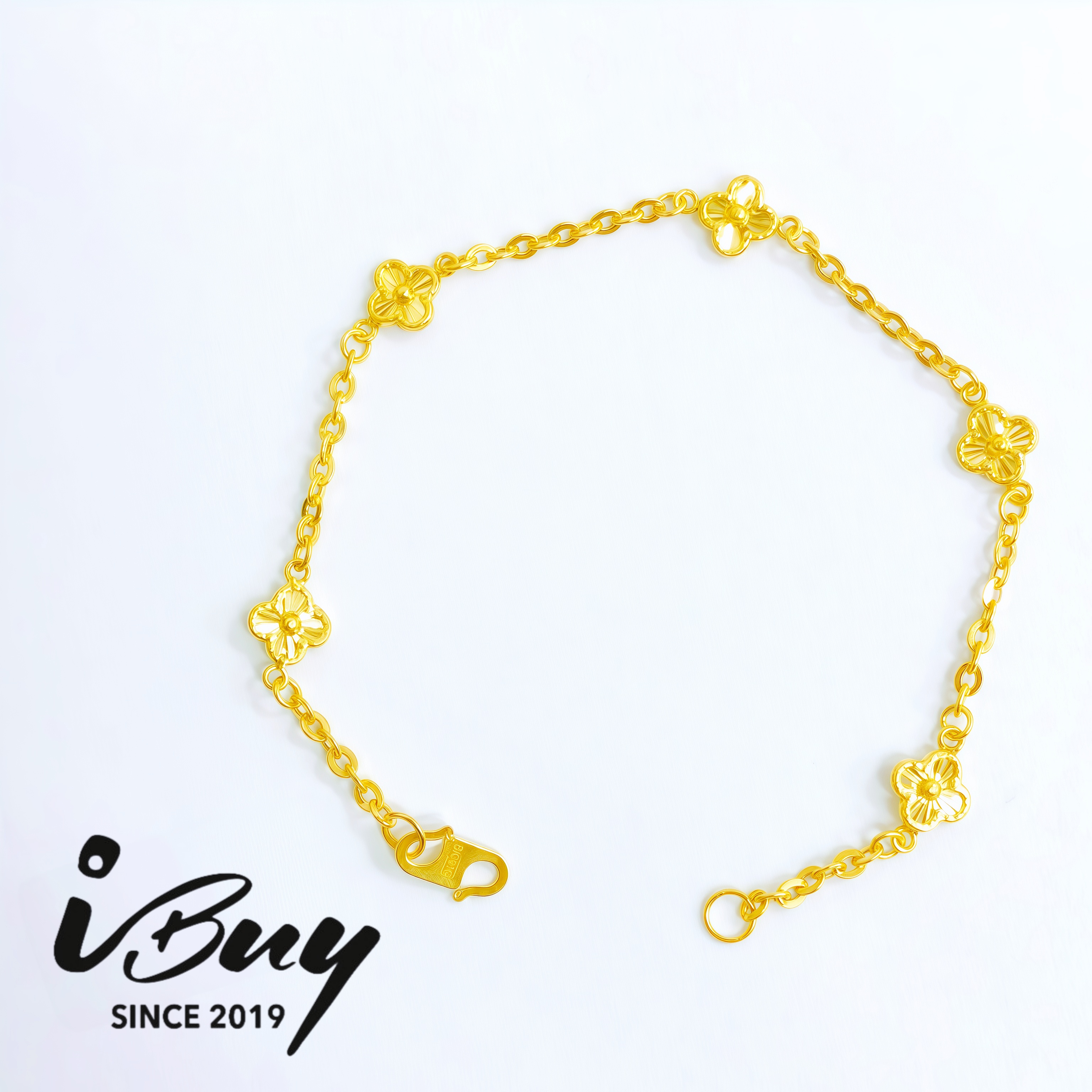 916 GOLD 6MM 5 VCA POLO BRACELET 916 金 6MM 5花四叶草万字手链