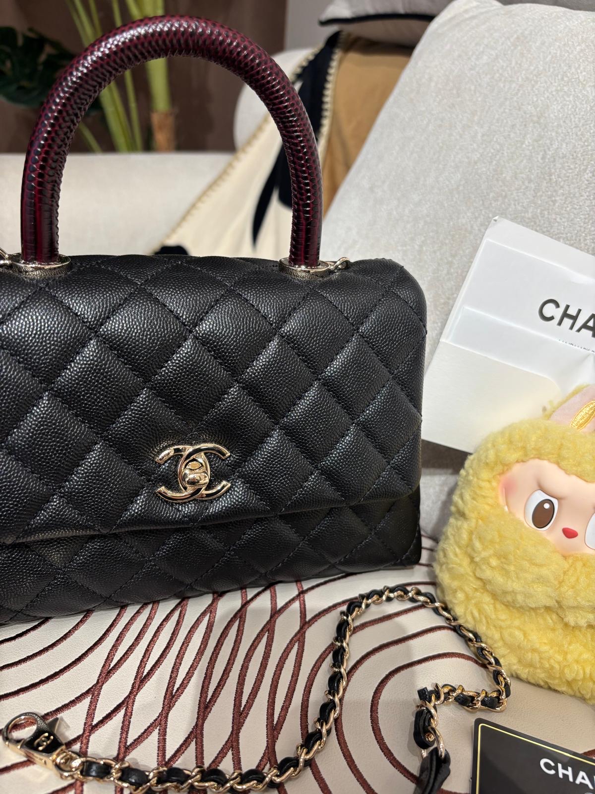 Chanel coco handle small 黑色荔枝牛皮 100%Authentic ,98%new  ✅專門店收據✅31card✅dust bag✅box 
