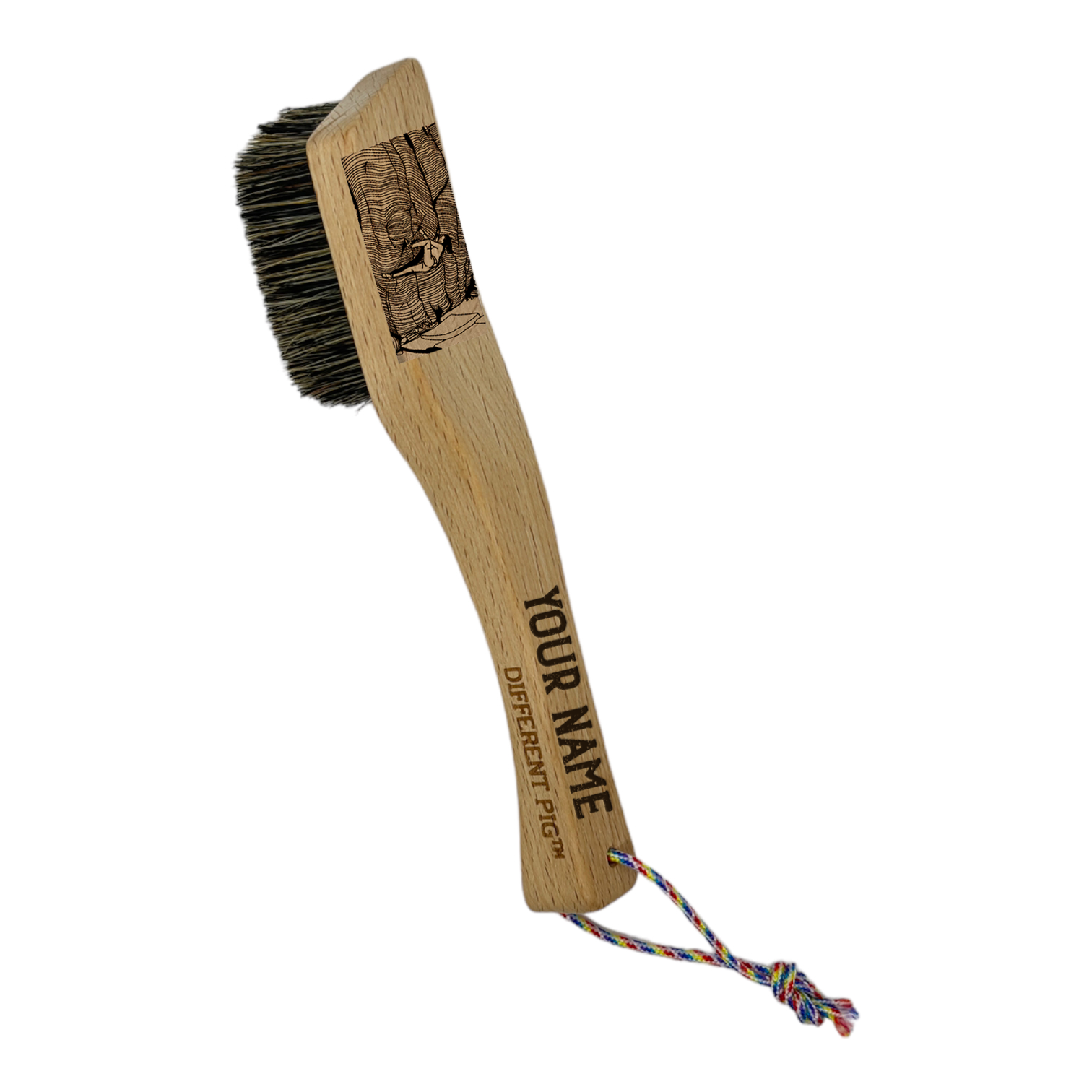 【來圖訂製】𝗗𝗜𝗙𝗙𝗘𝗥𝗘𝗡𝗧 𝗣𝗜𝗚™ OG brush with paracord fully customised by you 刻圖大豬攀岩掃