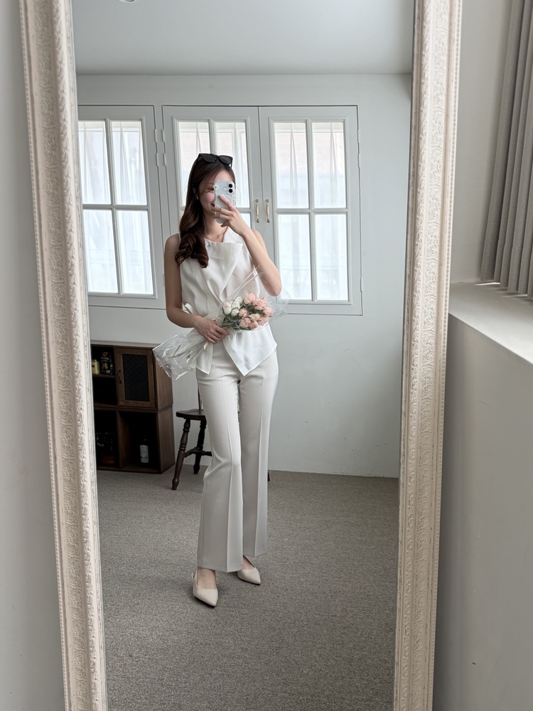 Camille Draped Wrap Blouse (Ivory)