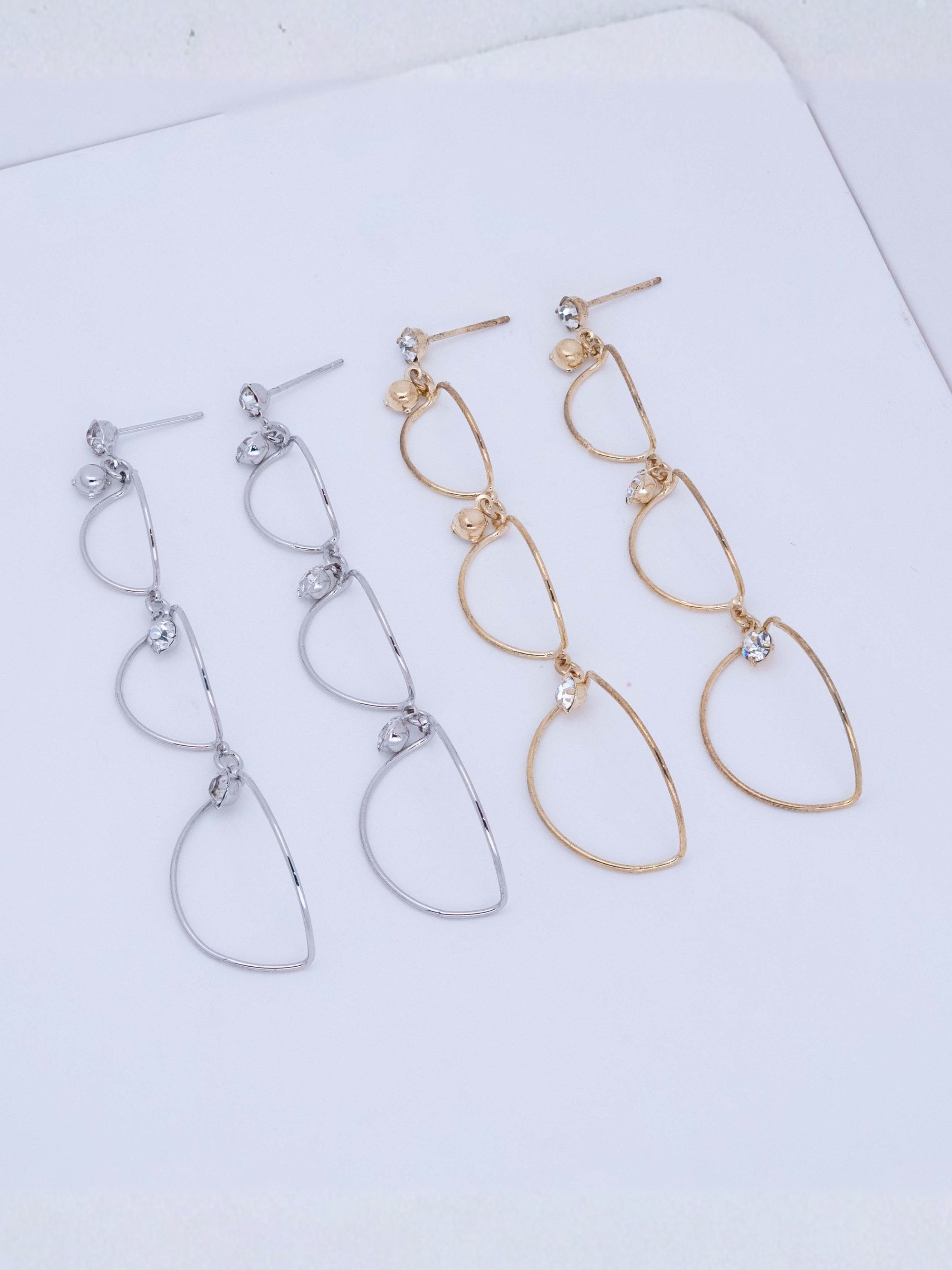 Abstract Line Drop Stud Earrings