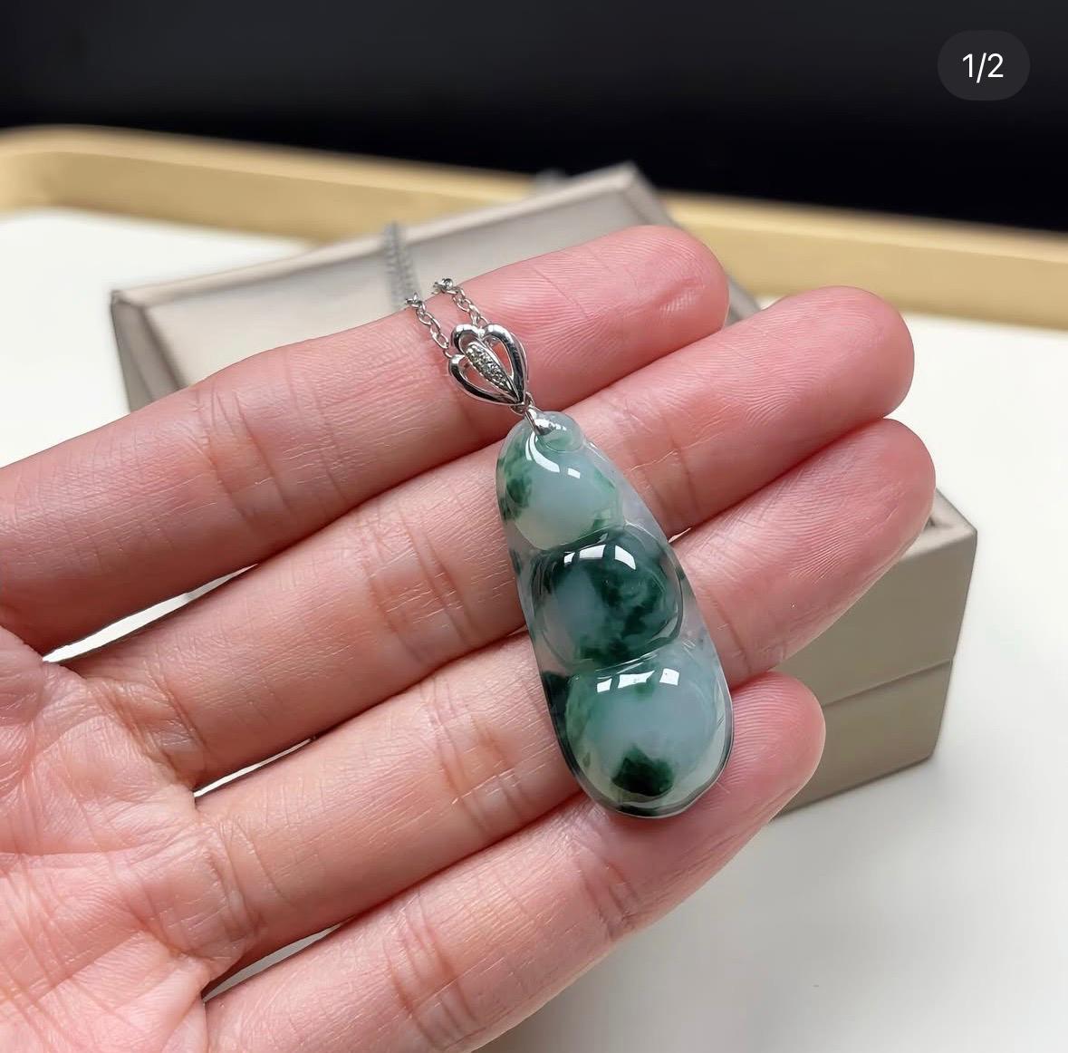 18K 冰飄花翡翠福豆