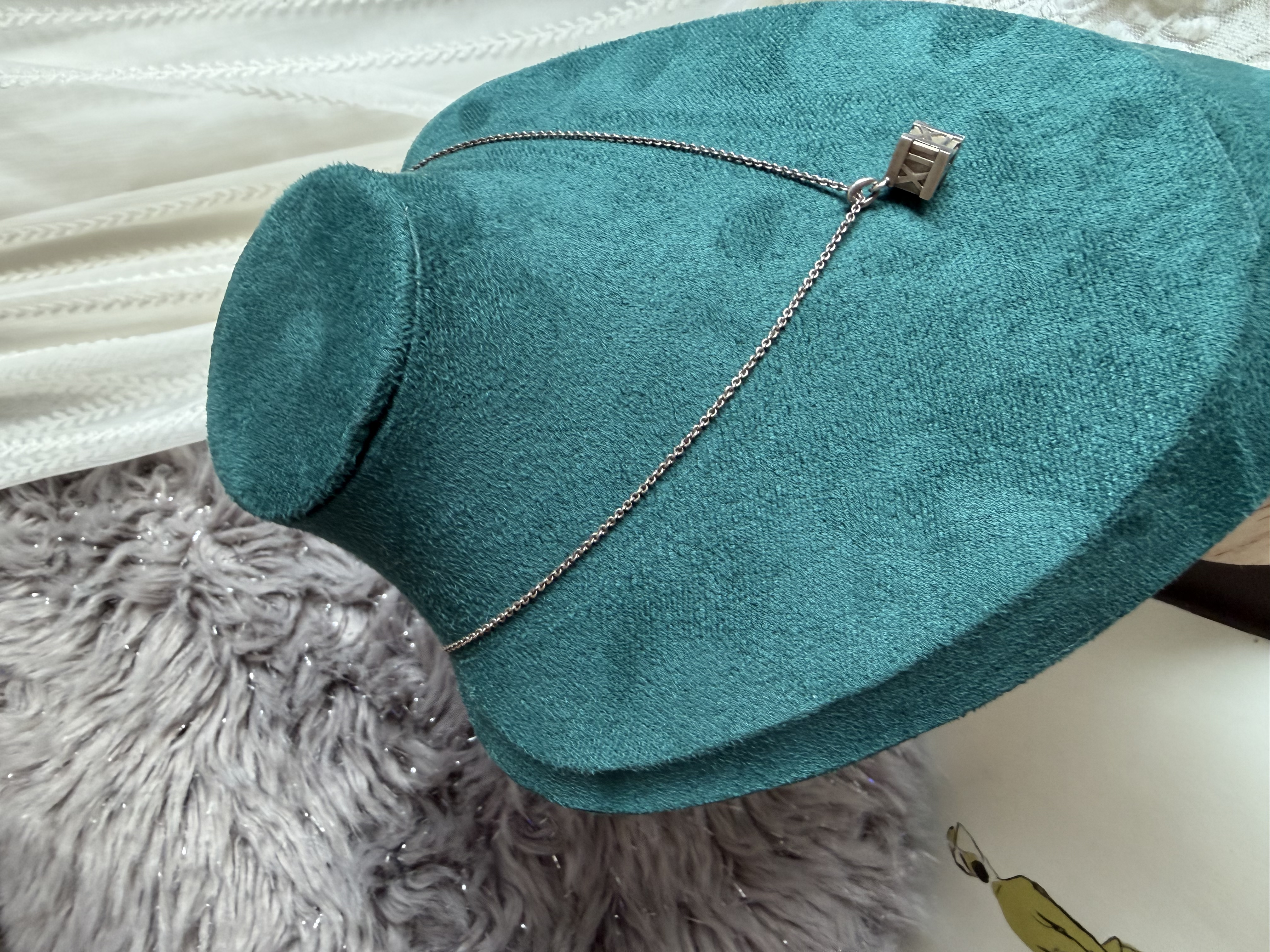 Tiffany & Co. Atlas cube pendant 925 silver necklace