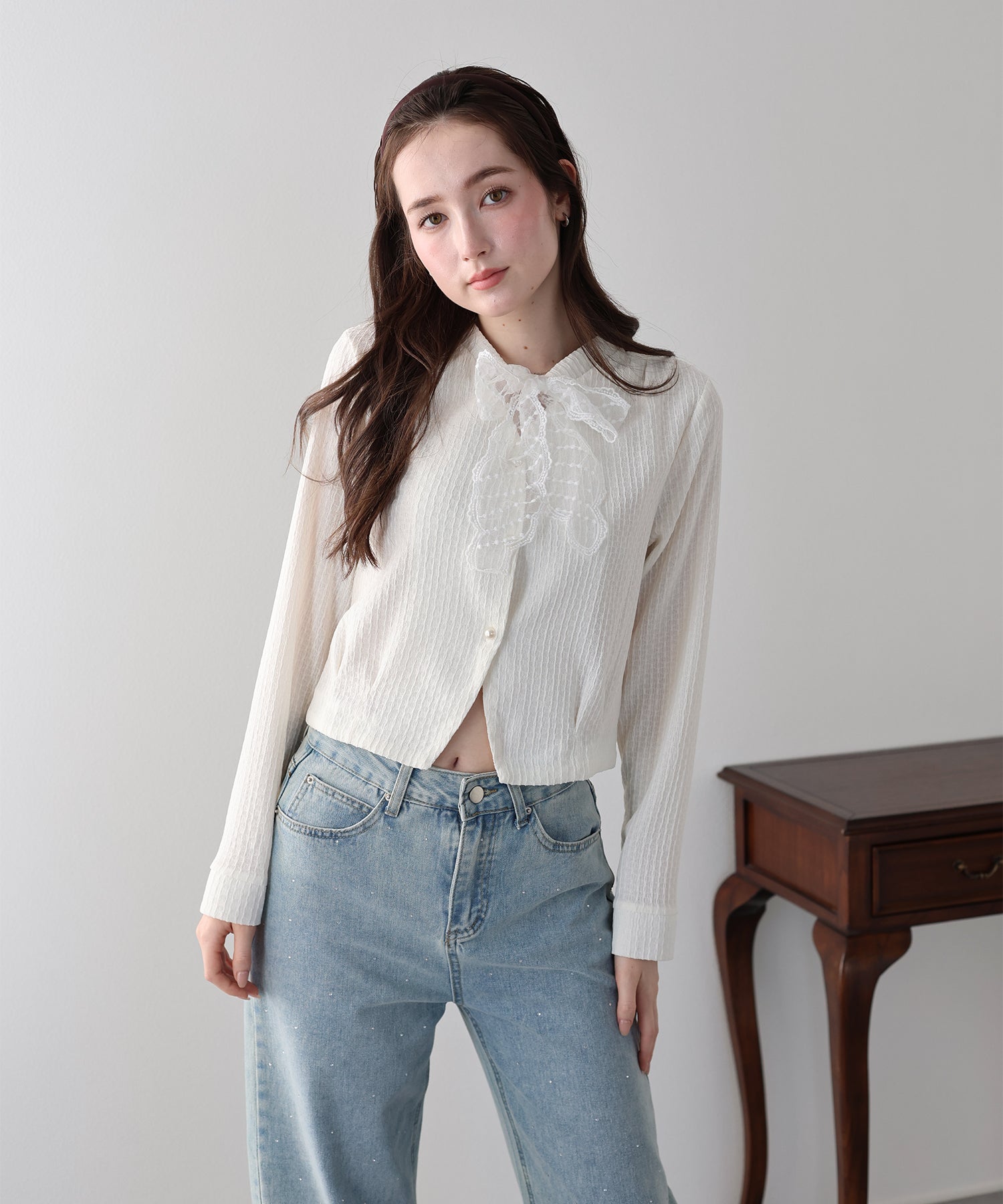 <JP> Lace Ribbon Nekopos Cardigan* 3色入 <預購>