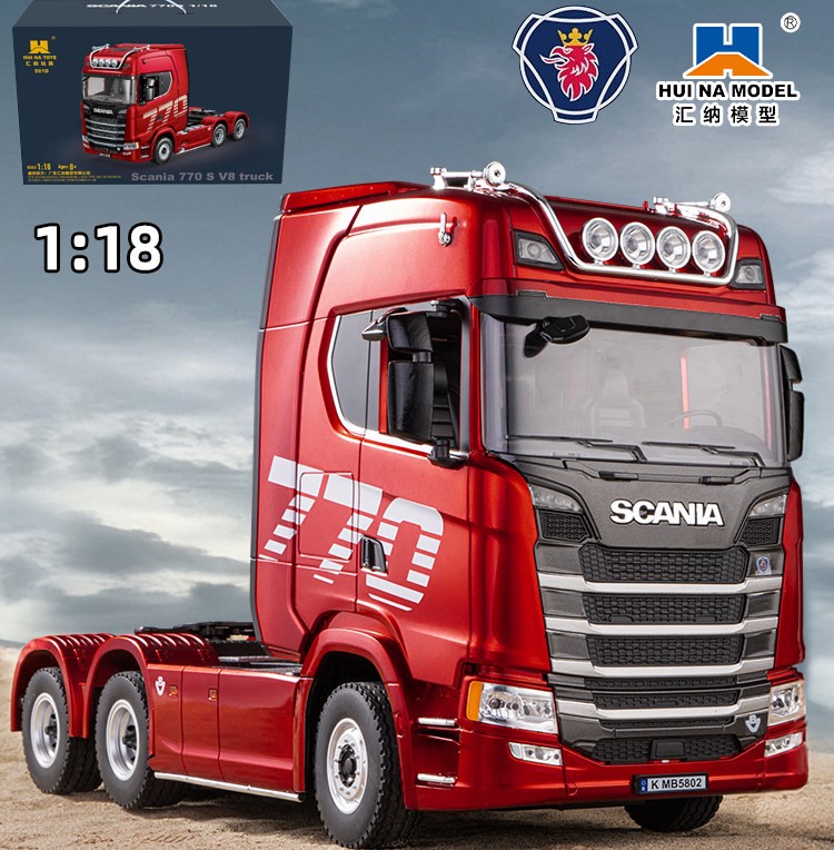 全新 匯納 1/18 SCANIA 770S 拖頭 501D | 貨櫃車 | 19通道 | 聯動車燈 | 斯堪尼亞授權 | 紅色