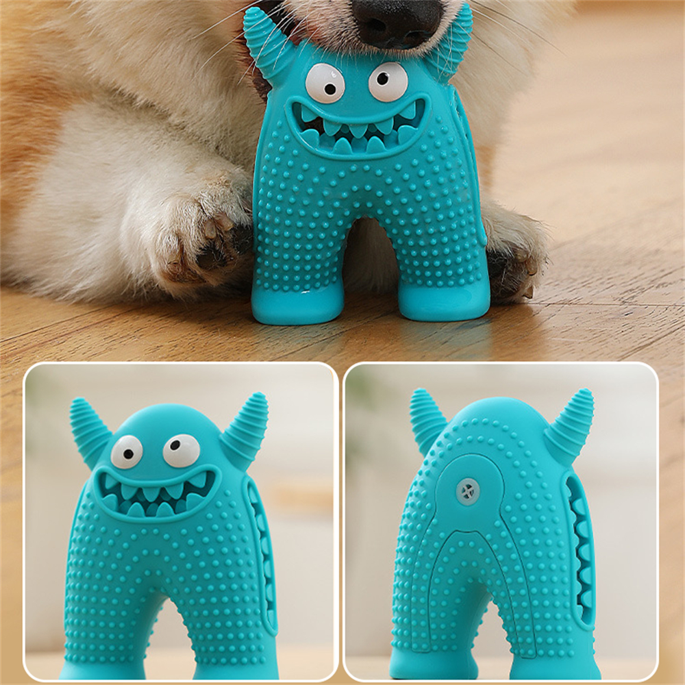 寵物磨牙玩具 狗狗牙刷 狗狗玩具 小怪獸發聲玩具 藍色 ［平行進口］ HK2755