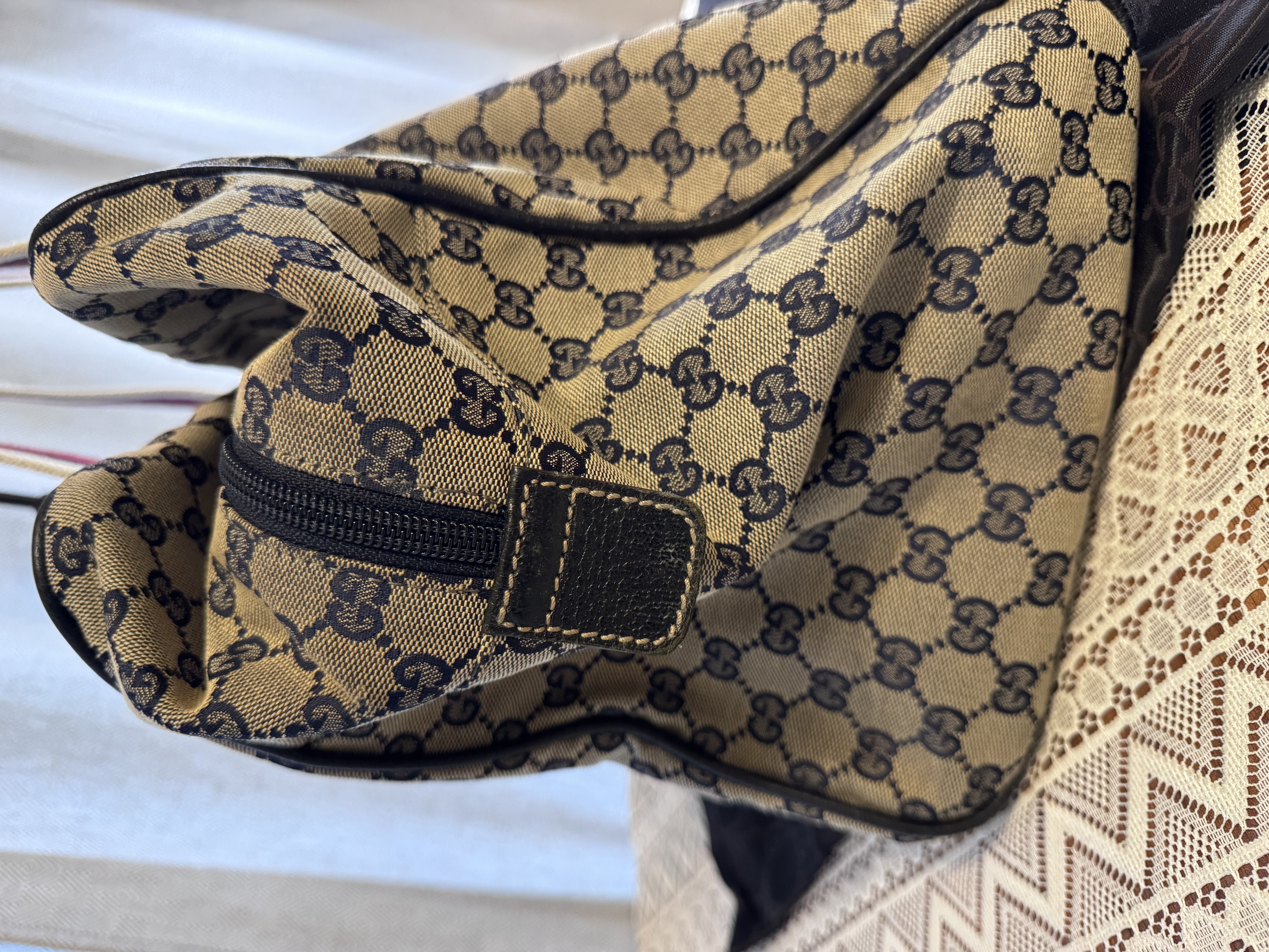 Gucci Vintage GG Supreme Sherry Line Top Travel Bag