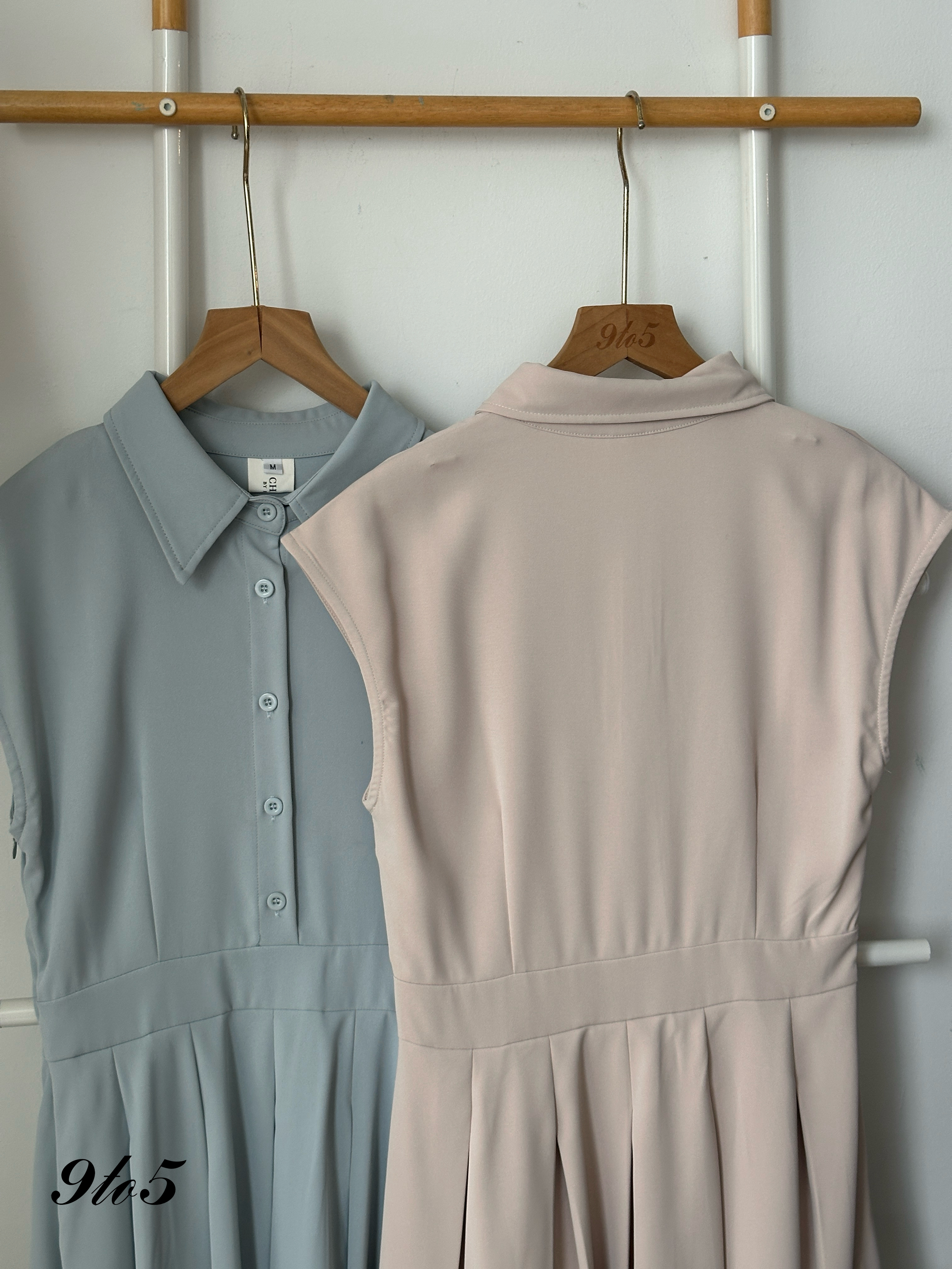 D2337 Cape Sleeve Pleated Dress - 3 Colors