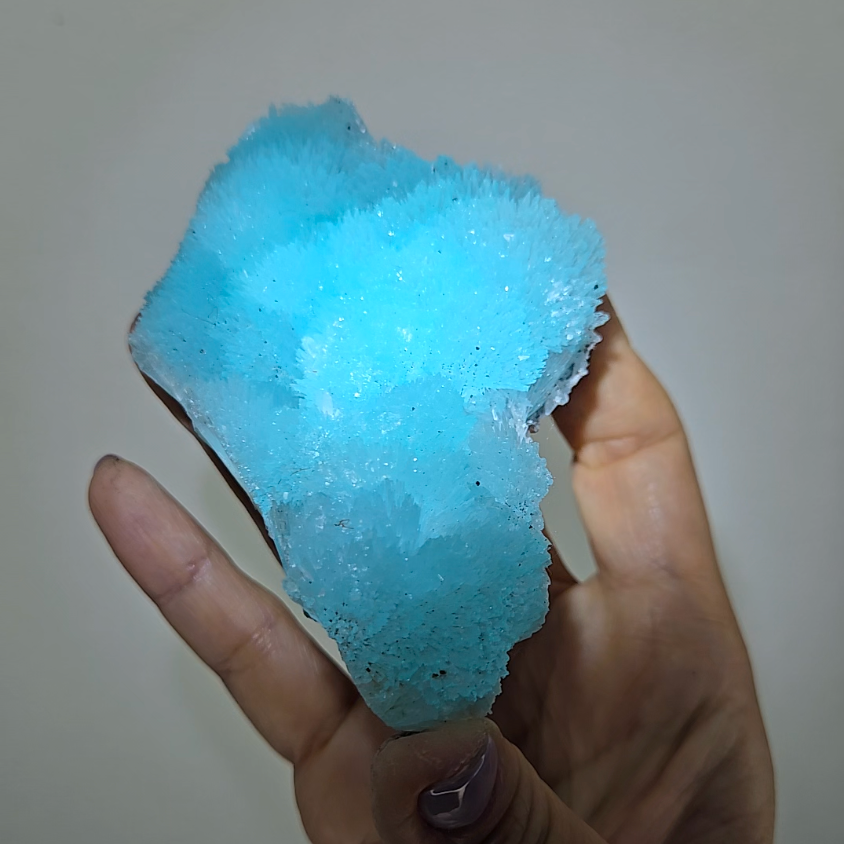 Blue aragonite needle cluster with bubble formations - AR44