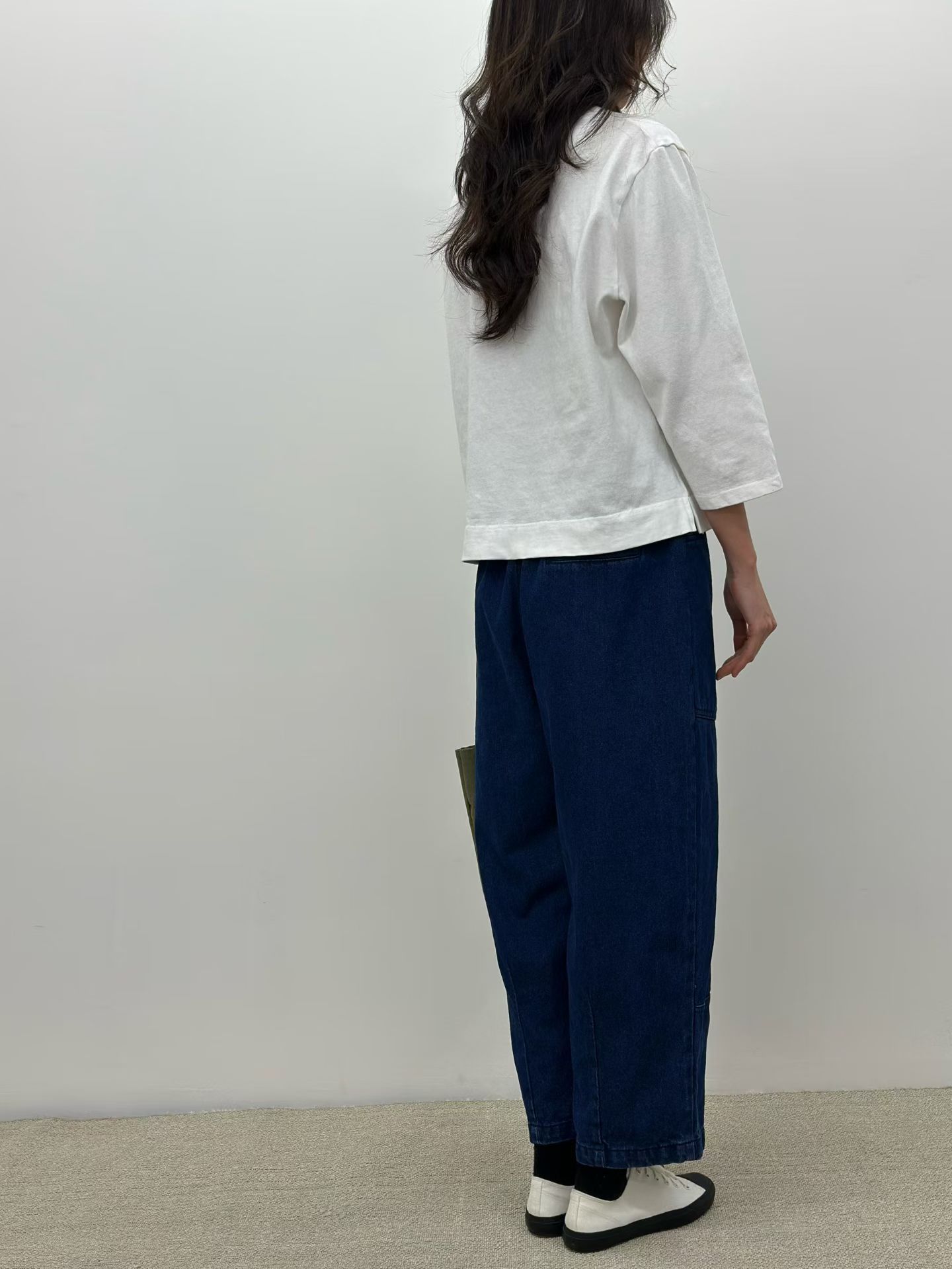 LE OE 日系绣線7分袖tee