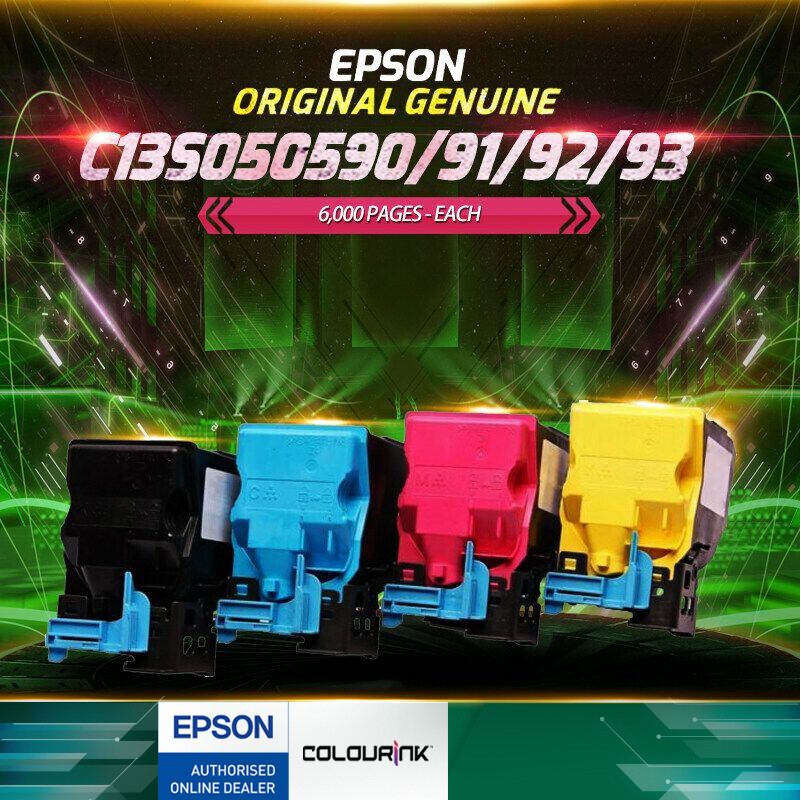 Epson Original Genuine Toner Black Cyan Magenta Yellow AL-C3900DN CX37DN C13S050590 C13S050591 C13S050592 C13S050593