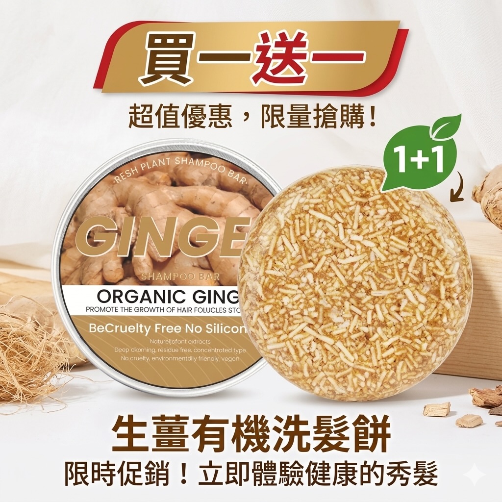 有機生薑洗髪皂- 手工皂（60g)⚡️買一送一⚡️