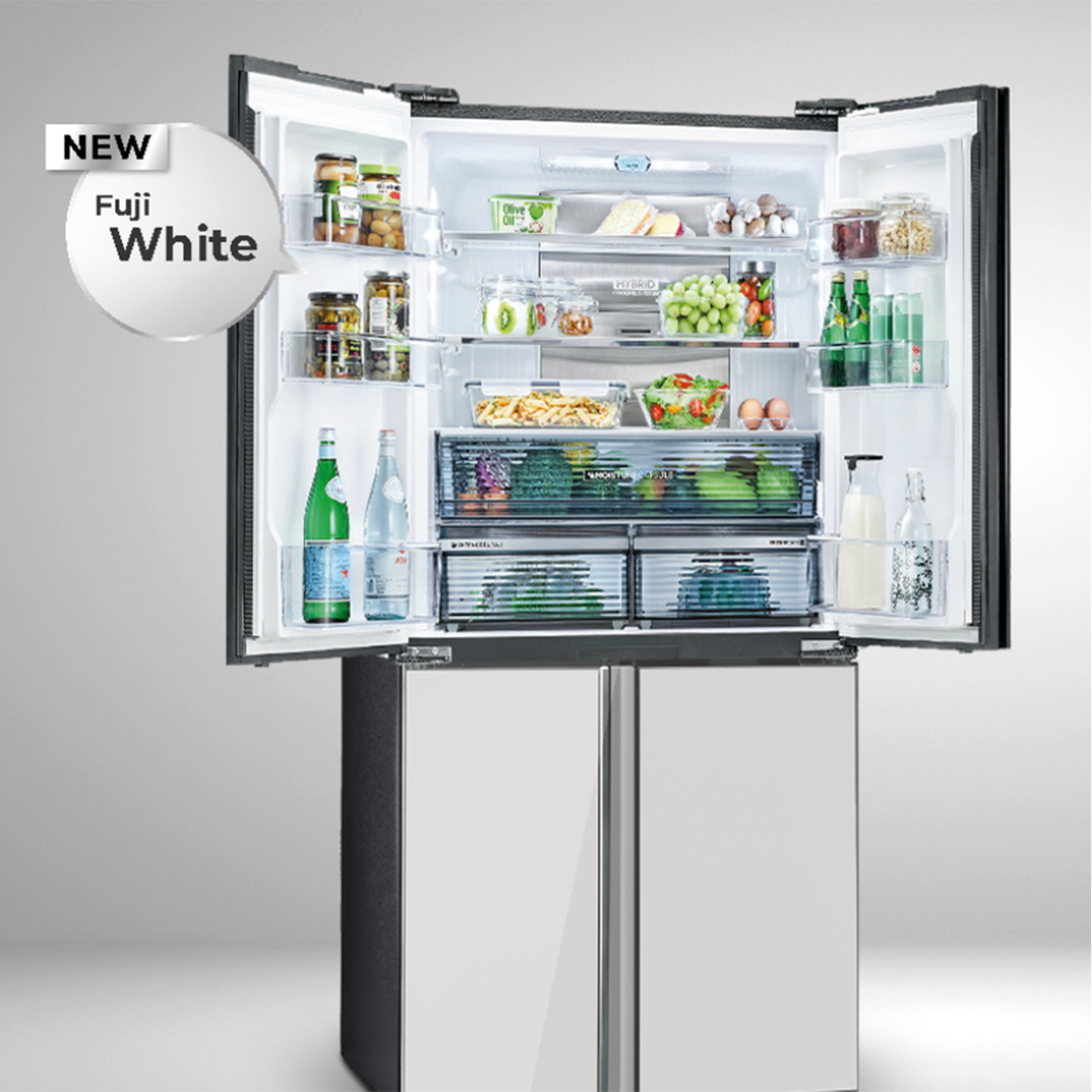 Sharp 750L Avance Glass Door 4-Door Refrigerator (SJF921VGW)