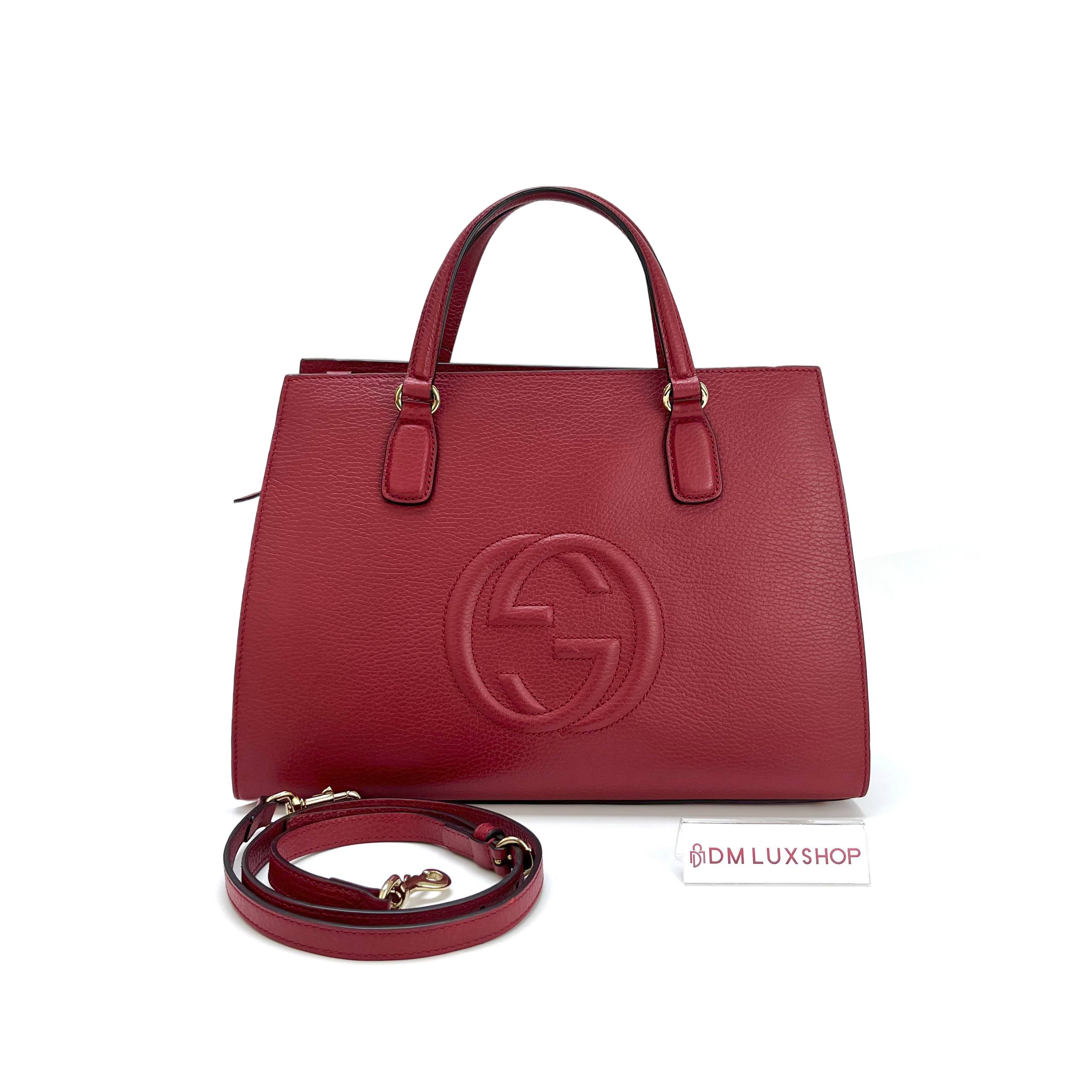 Gucci Red Interlocking GG Soho Top Handle Tote