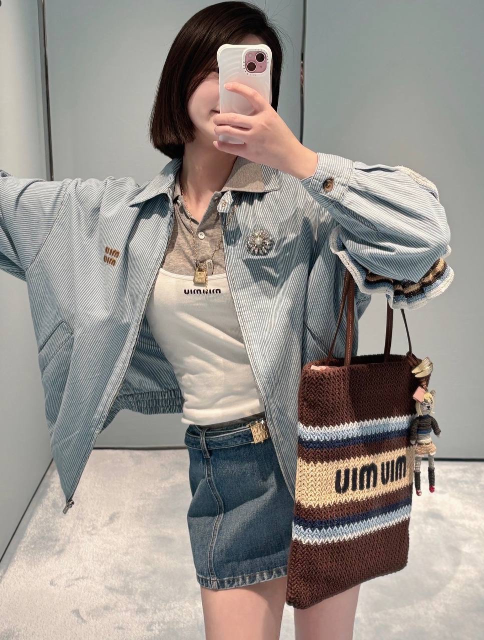 折後✨訂貨📮MIUMIU Raffia-effect tote bag  Size 41x32cm