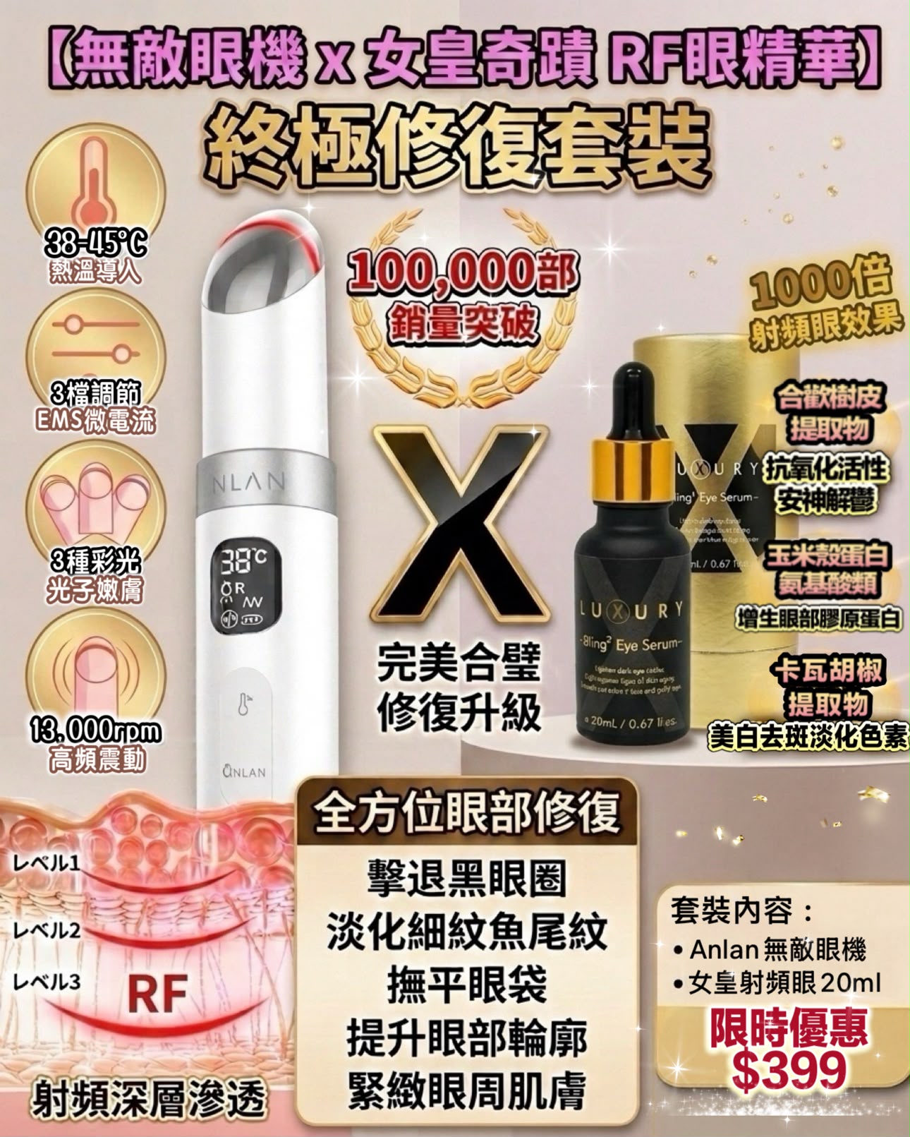 Anlan無敵眼機x女皇眼精華💥終極修復套裝