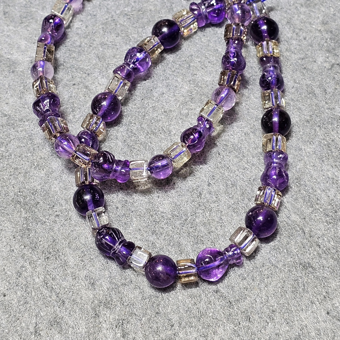 紫水晶錢包茶水晶方粒手鏈